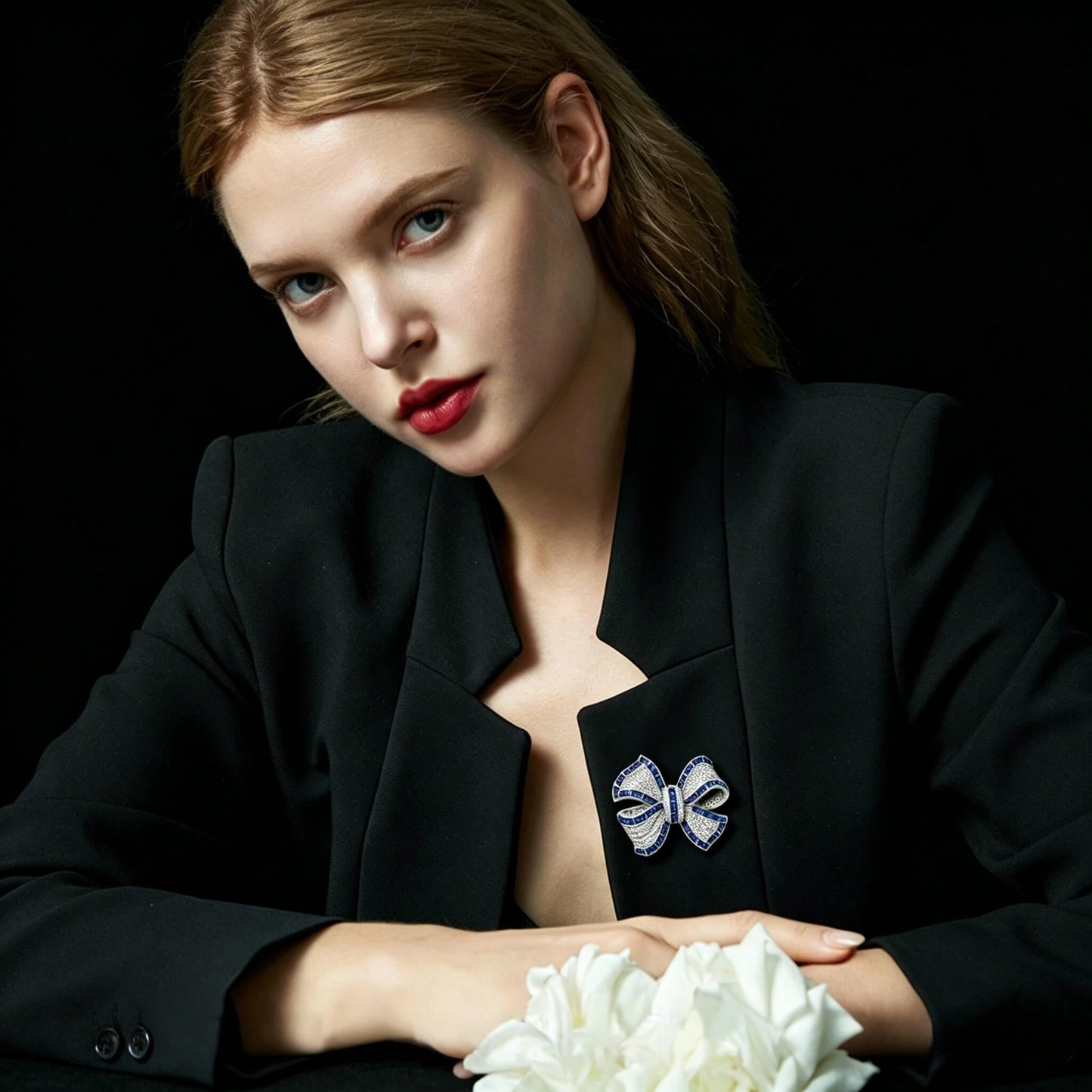 Yaximhozz 2pcs Rhinestone Brooch Pin for Women Rhinestone Bow Collar Brooches Fashion Accessories Pins Lapel Boutonniere Ideas Wedding Christmas Birthday Jewelry Easter Gift (24 blue/rose)