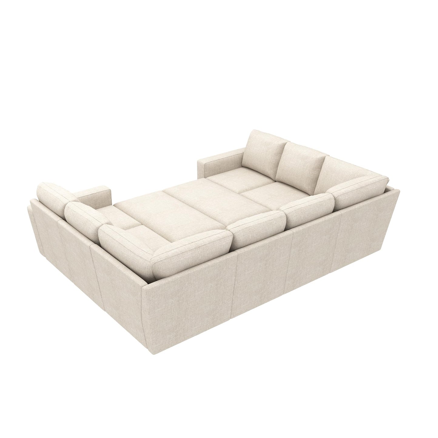HONBAY Sleeper Sectional Couch with Pull Out Bed, Modular Sofa with Storage Seats, U Shaped Sectional Couches for Living Room, Beige