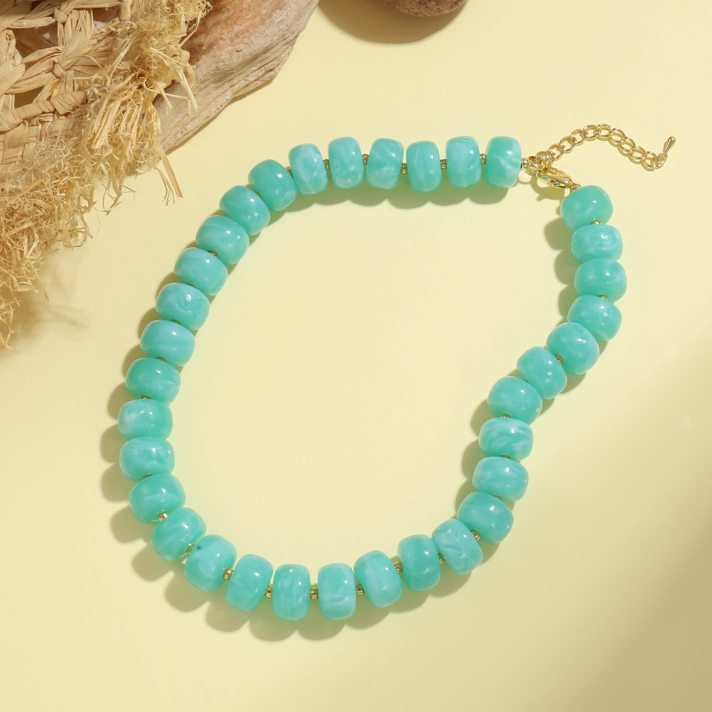 Badu Lake Blue Chunky Beaded Necklace for Women,Acrylic Bead Choker Statement Necklace Cute Trendy Necklaces Jewelry Gifts