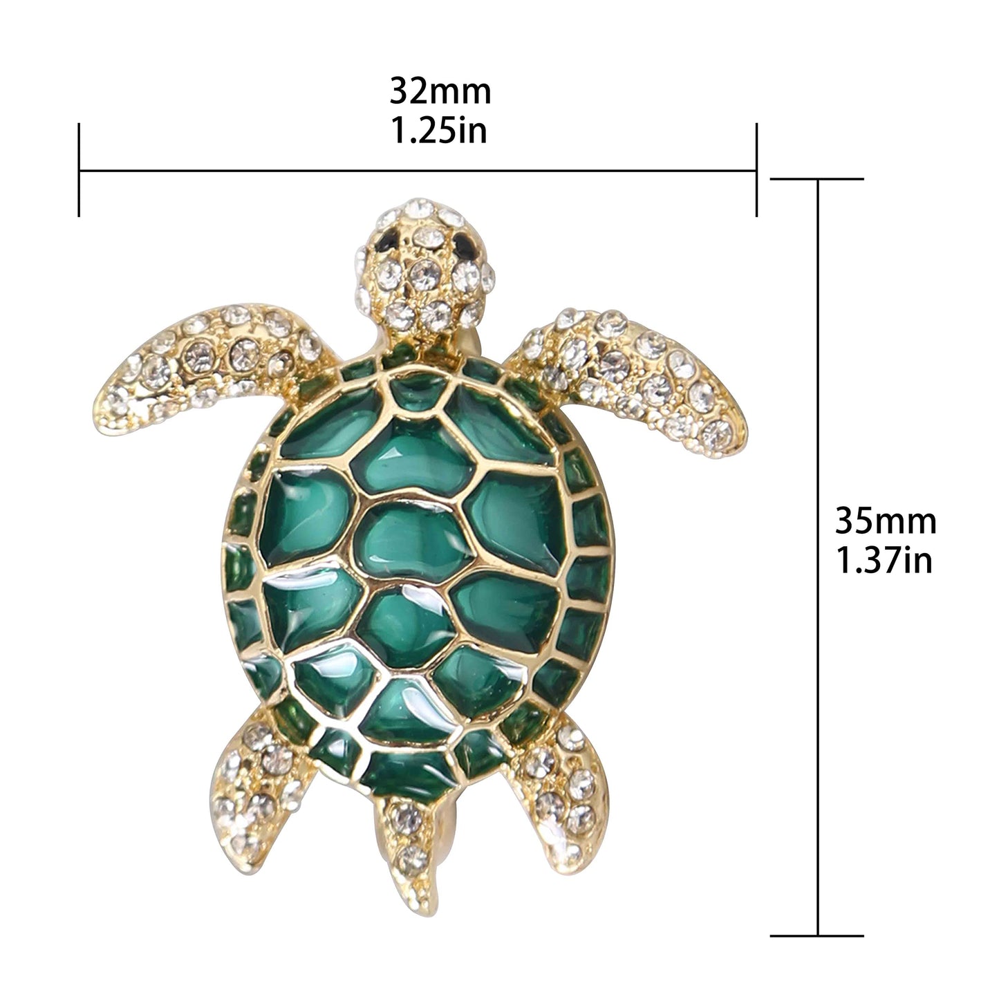 Sea Turtle Brooch Pins for Women - 2Pcs Crystal Rhinestones Marine Animals as Lovely Sea Animal Lapel Pins with Gold Tone - Great for Wife,Sisters, Friends,Daily Wear or Dating