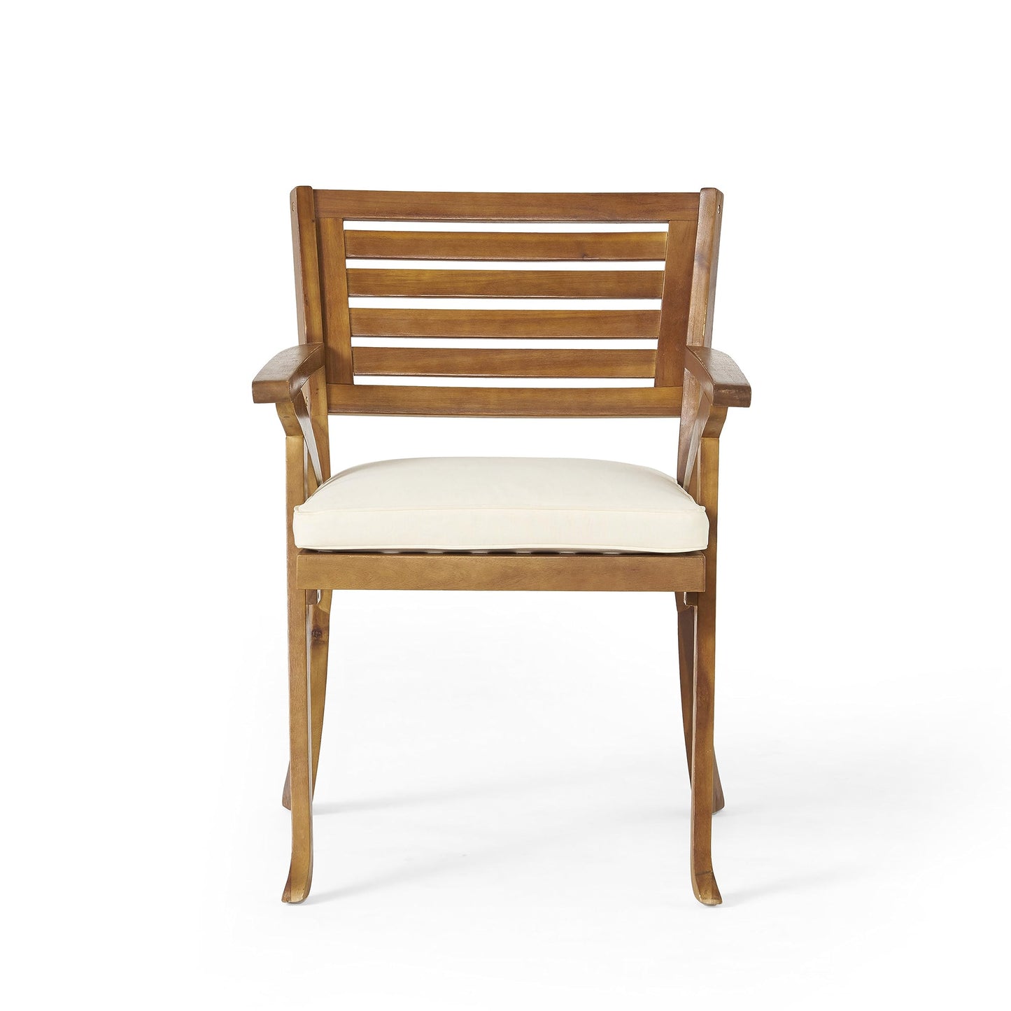 Christopher Knight Home Outdoor 6 Seater Acacia Wood Oval Dining Set with Cushions, Teak and Cream