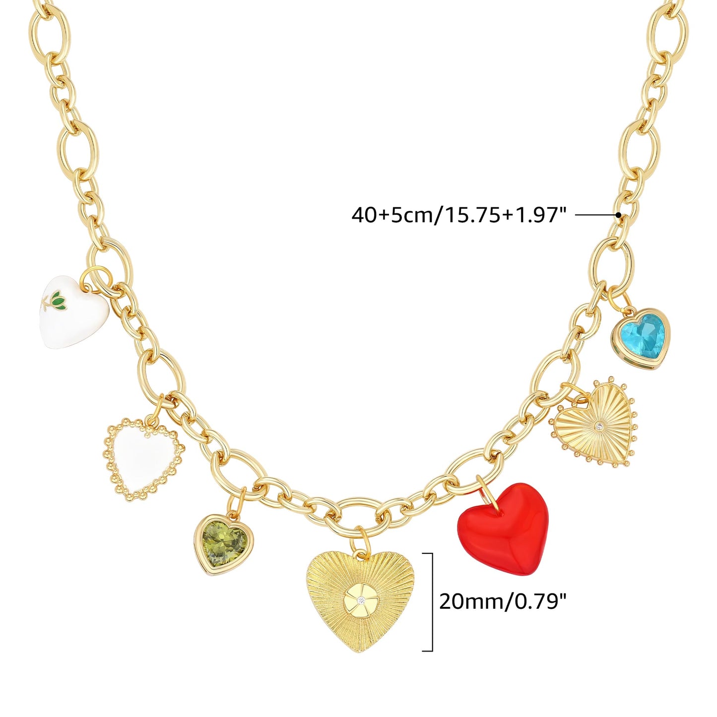BONJOULRY Gold Heart Necklaces For Women With Different Charms Gold Charm Sun Red Heart Necklace Coin Charms DIY Choker Necklace Fashion Jewelry Gift