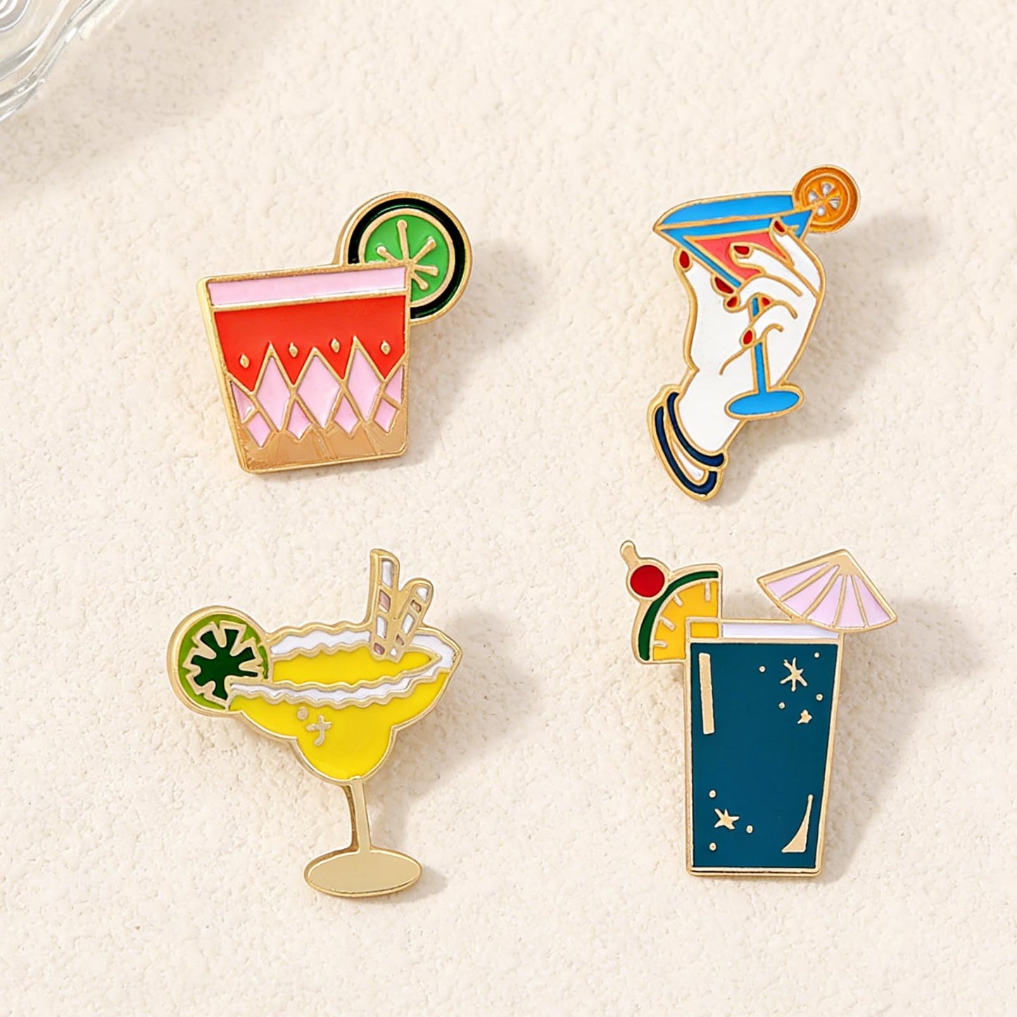 DEYOUM Cocktail Wine Glass Brooch Pin for Women Trendy Cute Cocktail Wines Glass Wine Bottle Brooch Pin Party Hat Bag Suit Charm Jewelry Gift Accessories (4 PCS)