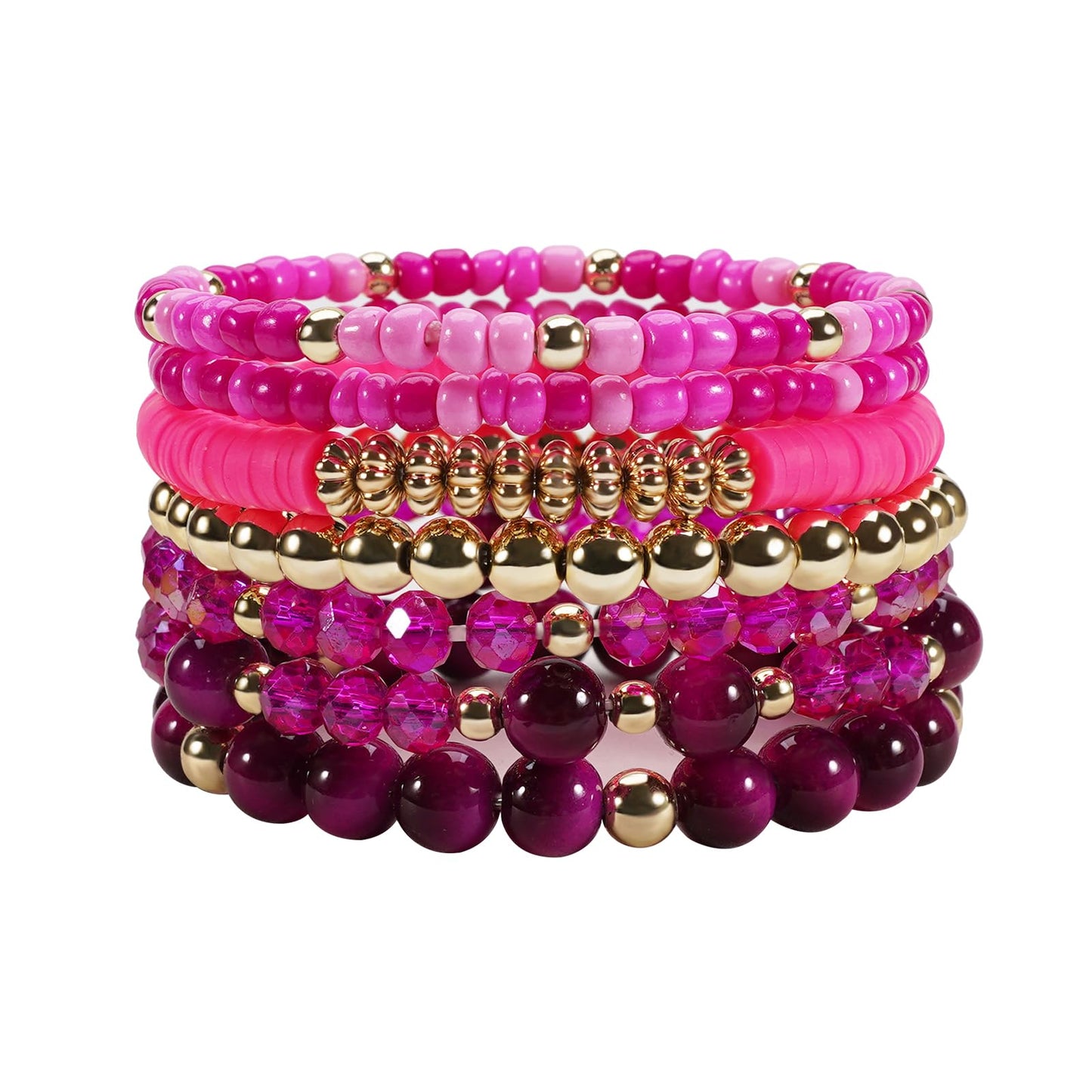 Briutn Stackable Beaded Bracelet for Women Stretch Boho Bracelet Summer Beach Jewelry