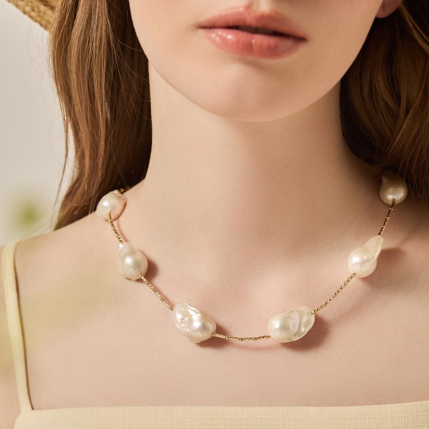 Freshwater Pearl Necklaces for Women; Baroque Pearl Necklace; Long Pearls Necklace for Women; Pearl and Gold Necklace; Real Pearls Station Necklace