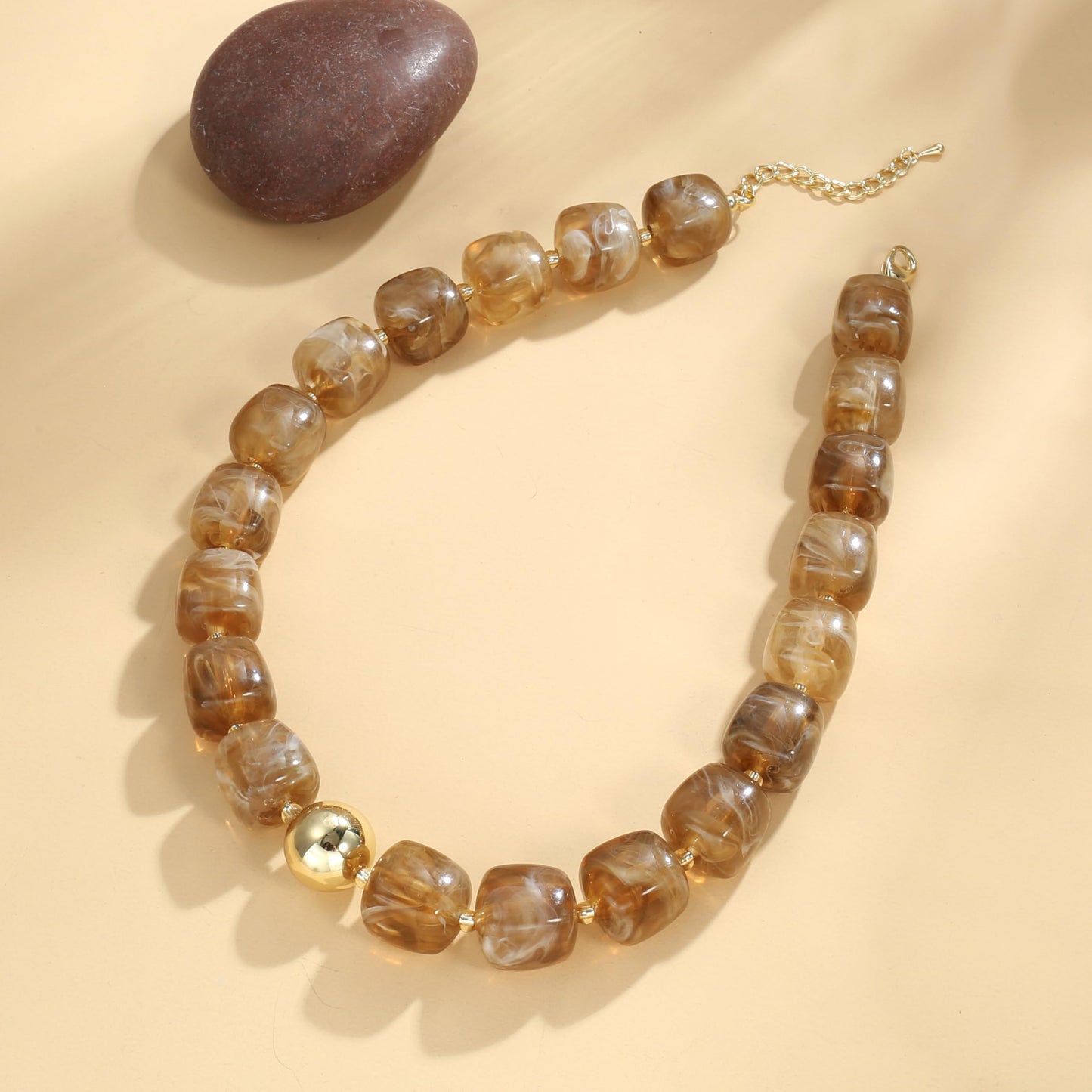 BREPINE Smoky Yellow Chunky Necklaces for Women Multicolored Large Square Resin Beads Necklace Trendy Bold Statement Beaded Summer Candy jelly Vacation Choker