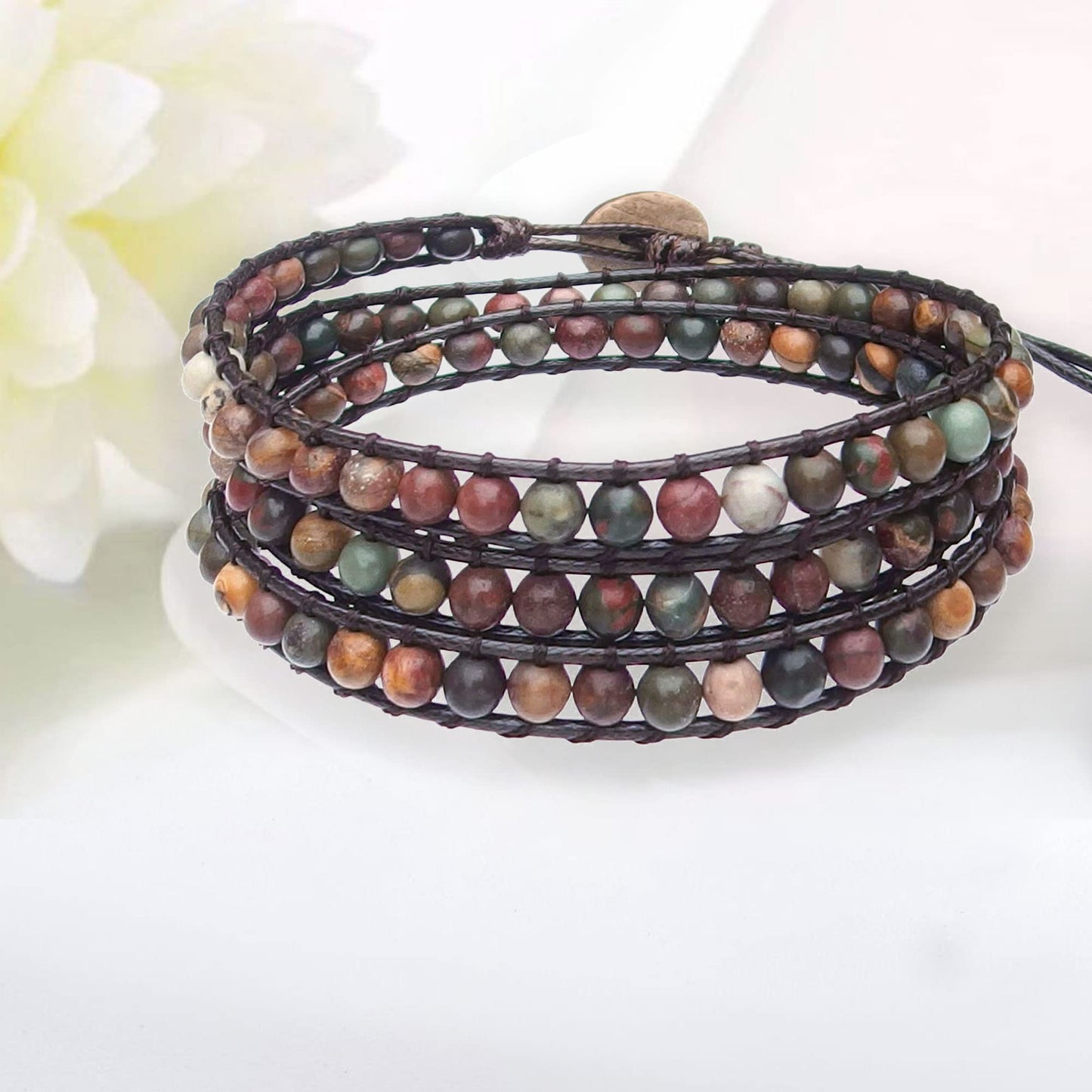 Ayriwoyi Wrap Bracelet for Women Colorful Beaded Wrap Bracelet for Women Natural Stone Adjustable Bohemian Bracelet Handmade