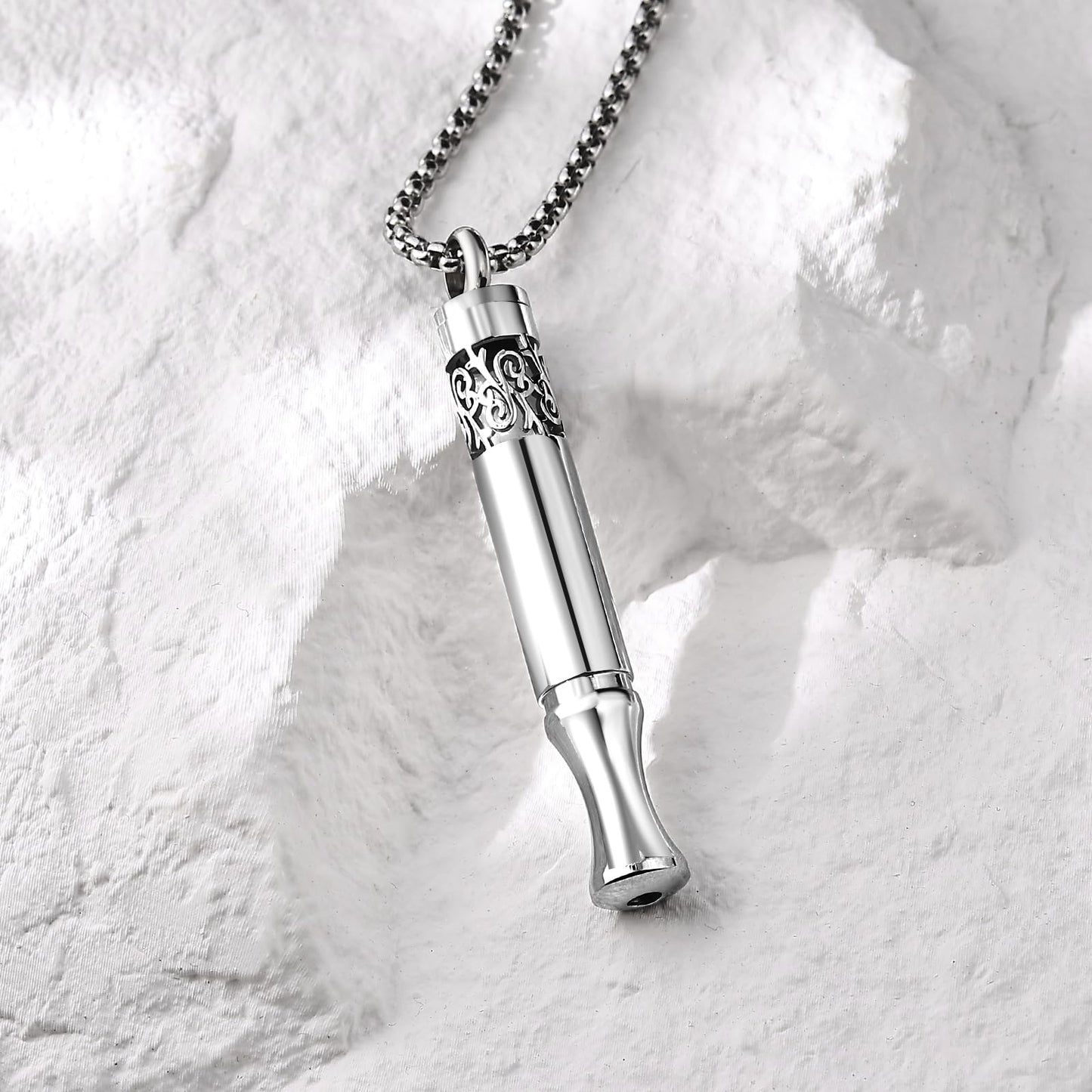 Anxiety Relief Pendant Mindfulness Breathing Necklace - Essential Oil Diffuser & Personal Inhaler Aromatherapy Necklaces for Women & Men (Steel)