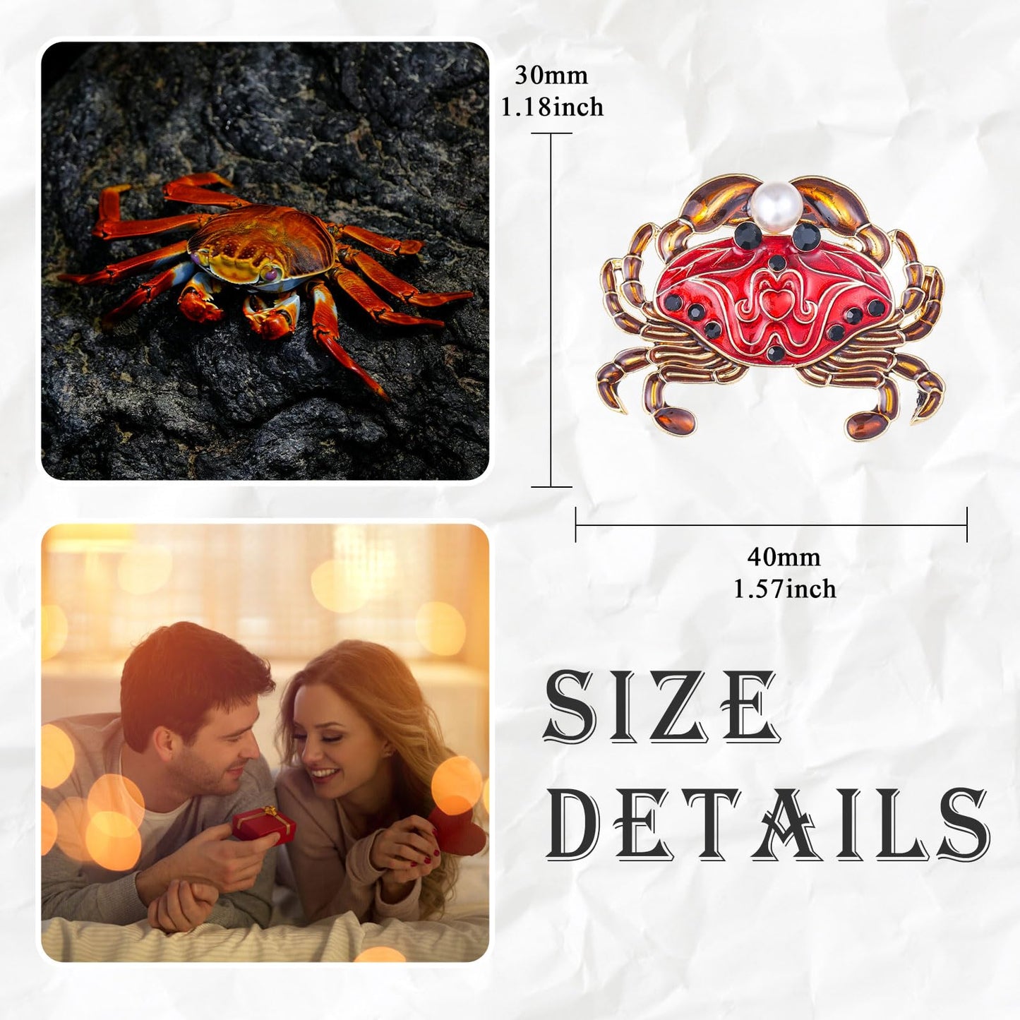 Crab Brooch for Women Enamel Crab Pin Ocean Themed Brooch Birthday Holiday Gift for Wife Girlfriend Mother