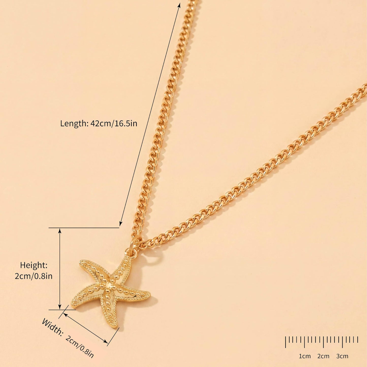 Shell Starfish Necklace for Women, 14k Gold Plated Boho Layered Beaded Charm Pendant Necklace, Dainty Adjustable Pearl Conch Summer Beach Vacation Jewelry Gifts(Starfish 1pcs)