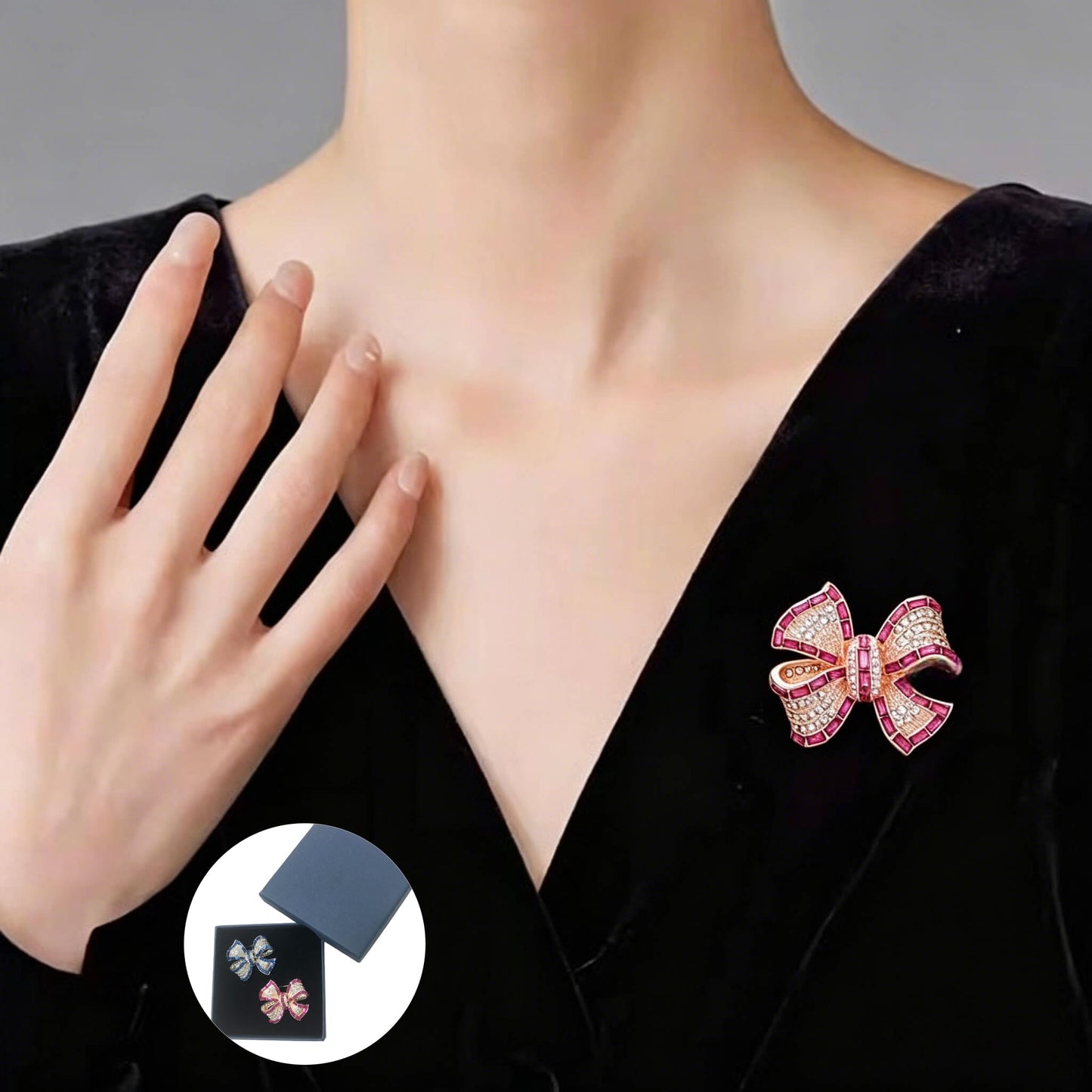 Yaximhozz 2pcs Rhinestone Brooch Pin for Women Rhinestone Bow Collar Brooches Fashion Accessories Pins Lapel Boutonniere Ideas Wedding Christmas Birthday Jewelry Easter Gift (24 blue/rose)