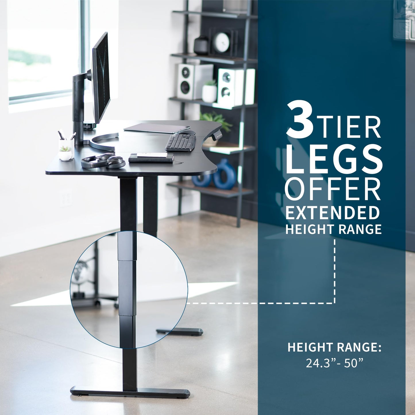 VIVO Electric 63 x 32 in Dual Motor Standing Desk, Memory Height Adjustment, 2B Series, Black Carbon Fiber Top Black Frame, DESK-KIT-2B1R