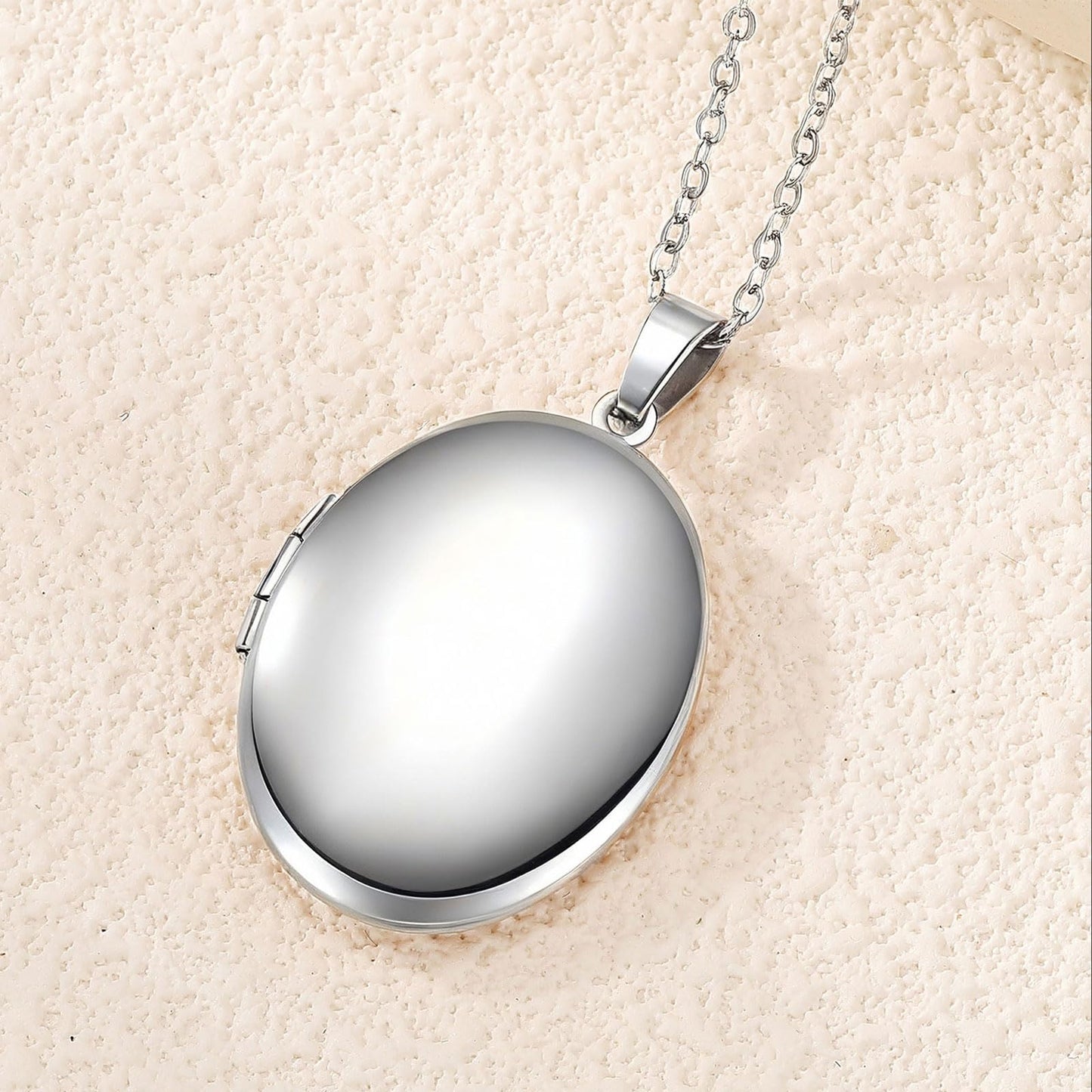 PHOCKSIN Silver Oval Locket Necklace For Women Locket Necklace that Hold Pictures For Girlfriend Best Gifts for Birthday Mothers Day