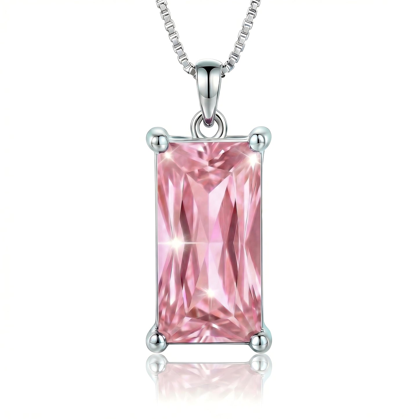 Kuschelkatze 8mm x 16mm Square October Birthstone Opal Pendant Necklace – Fashion charming Sterling Silver Gift for women
