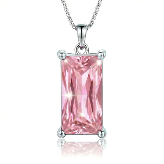 Kuschelkatze 8mm x 16mm Square October Birthstone Opal Pendant Necklace – Fashion charming Sterling Silver Gift for women