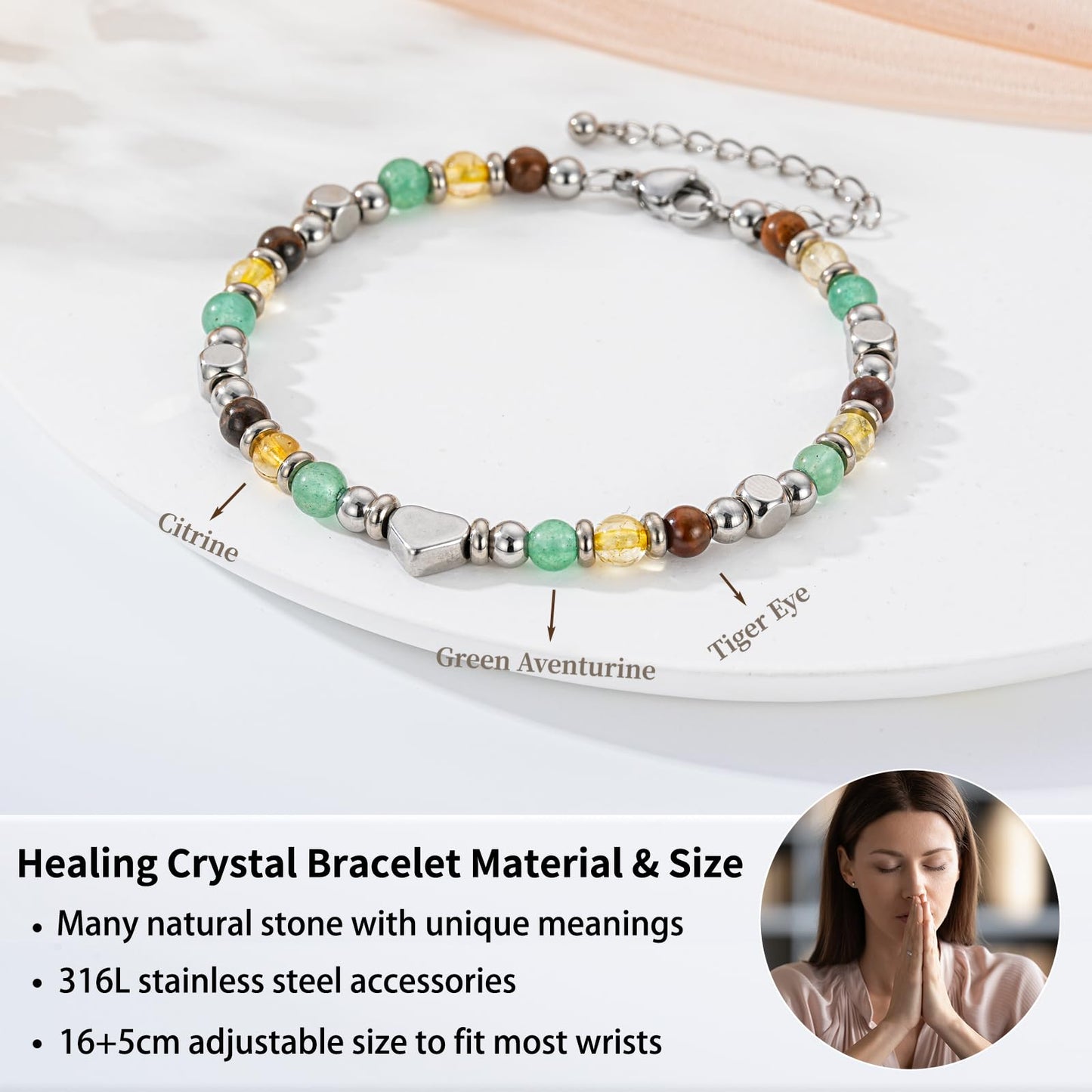 Pavkki Good Luck Bracelet for Women Gifts Crystals Green Aventurine Pulsera De La Suerte Jewelry Natural Stones