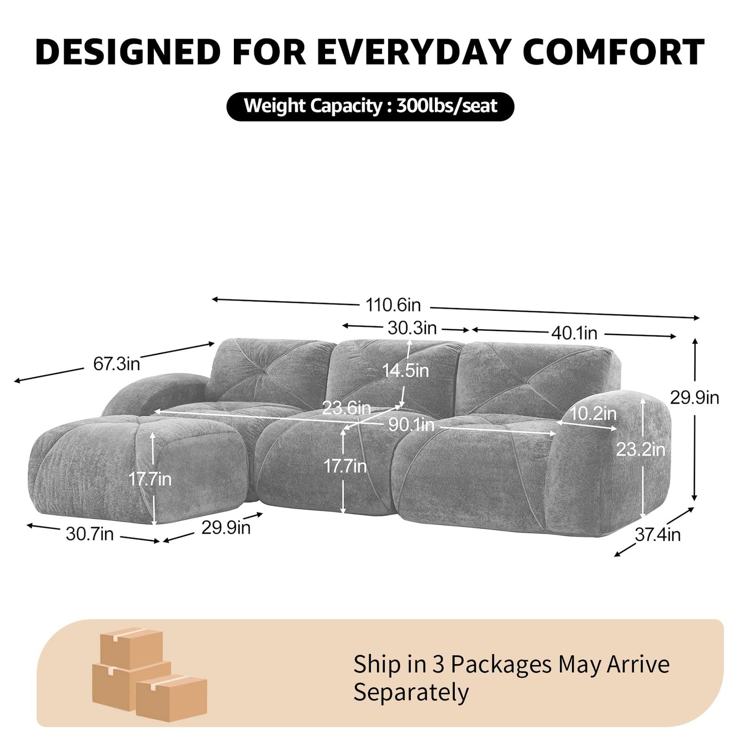 Green L-Shaped Sectional Couches for Living Room, Velvet Fabric Boneless Couch, No Assembly Cloud Modular Sectional Sofa with 1 Ottoman, Foam Couch Compressed Sofa Set for Apartment, Sofas para Sala