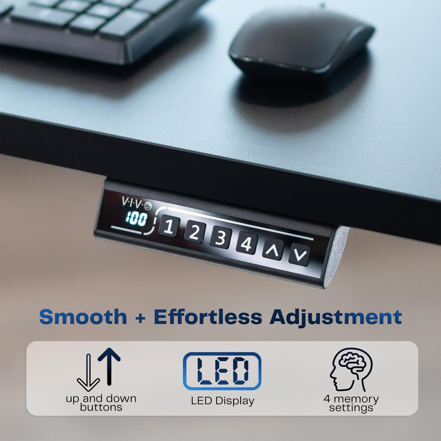 VIVO Electric 71 x 30 in Standing Desk, Memory Height Adjustment, 1B Series, Holds 220 lbs, Black Top Black Frame, DESK-KIT-1B7B