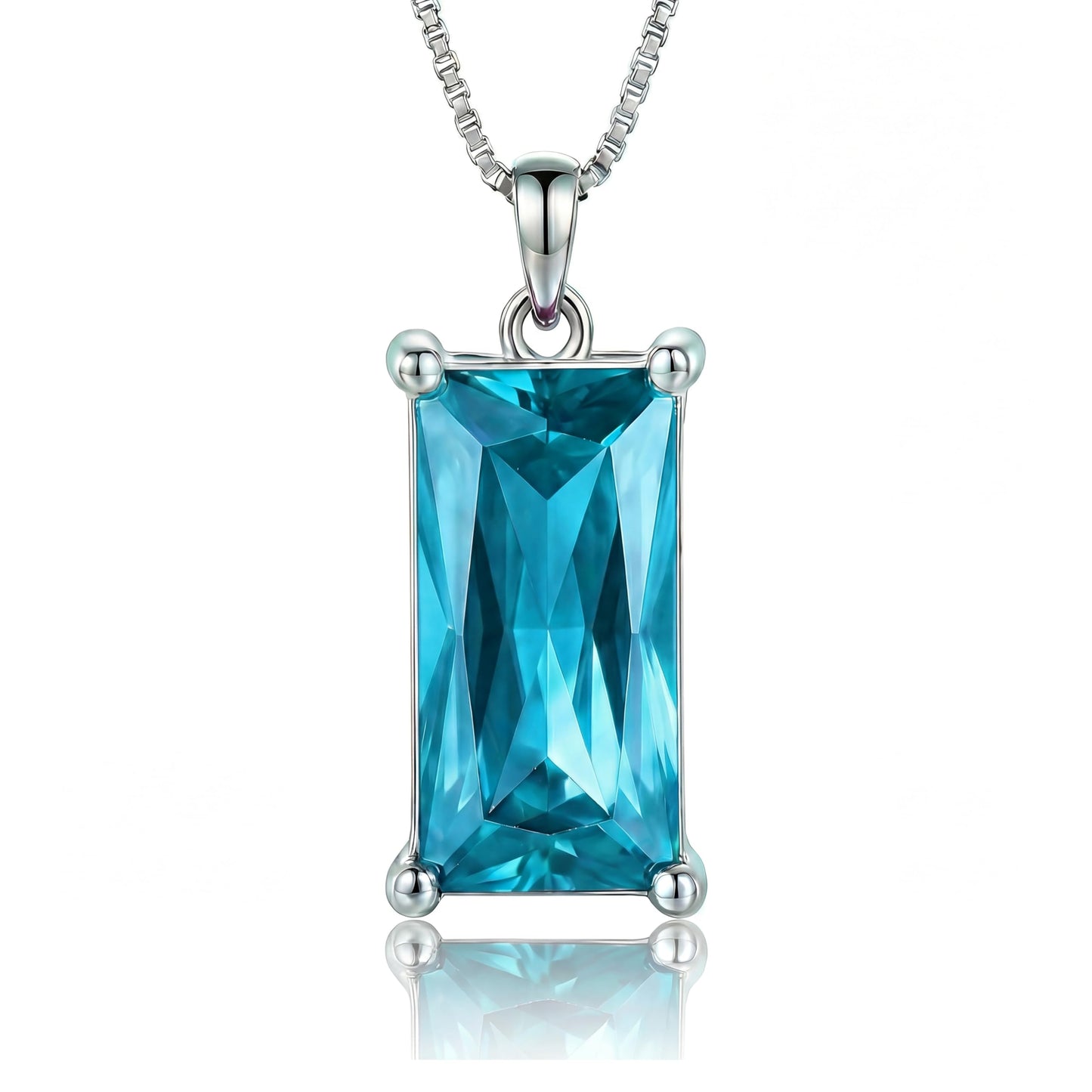 Kuschelkatze 8mm x 16mm Square December Birthstone Turquoise Pendant Necklace – Fashion charming Sterling Silver Gift for women