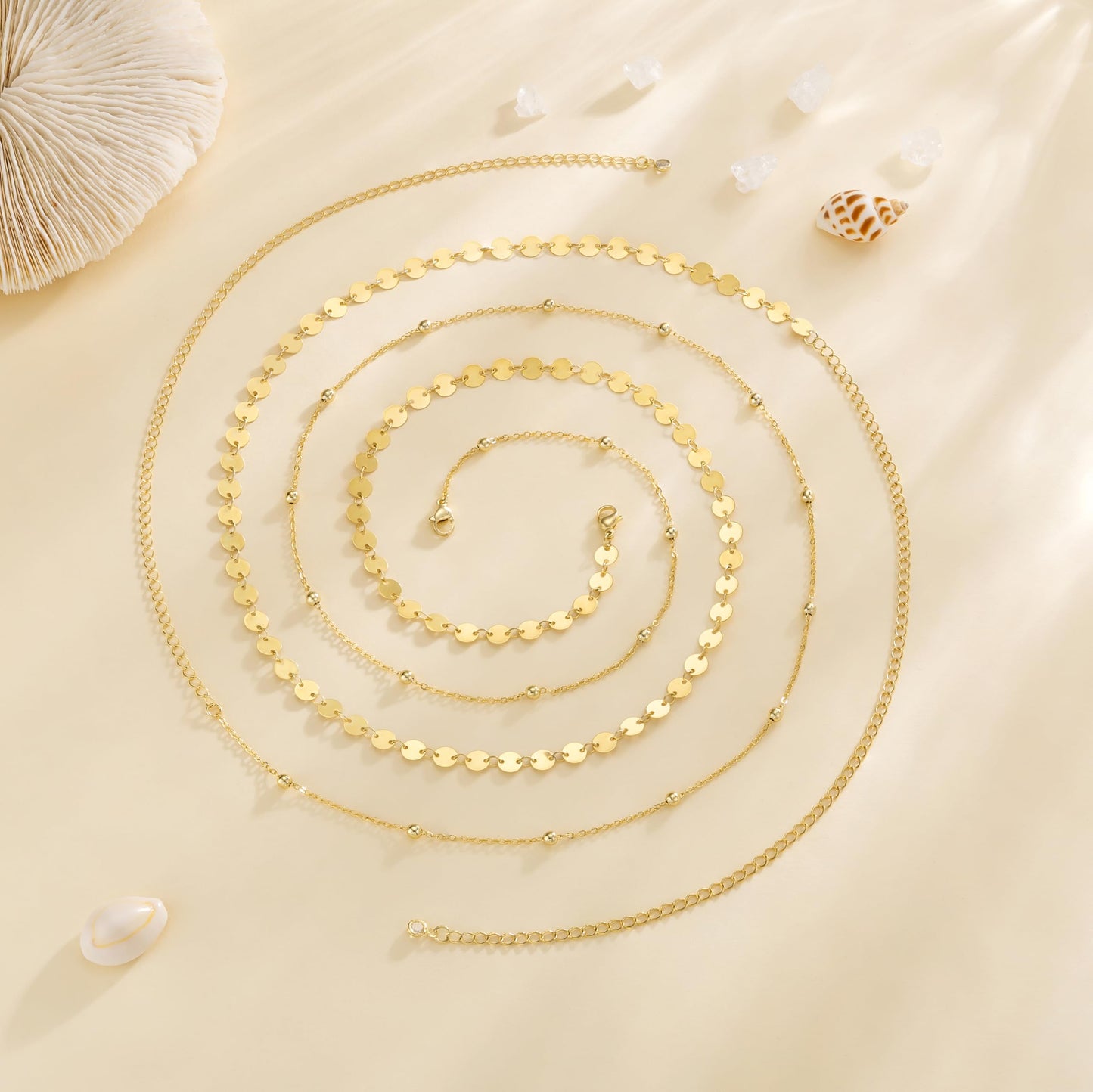 HERSIN Waist Beads for Women, Dainty 14k Gold Plated Waist Chain Gold Chain Belt Simple Body Chain Jewelry for Womens Belly Chain Waterproof Gold Jewelry Accessories for Women Gifts Rave Outfits