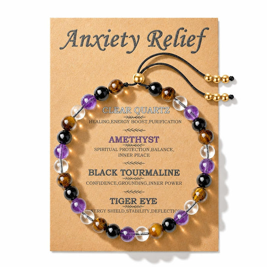 NUKAYAI Anxiety Relief Bracelet for Women Items Gifts Stress Healing Crystal Kalm Bracelet Menopause Depression Anti Comfort Buddha Panic Attack Mood Worry Jewelry Natural Stones