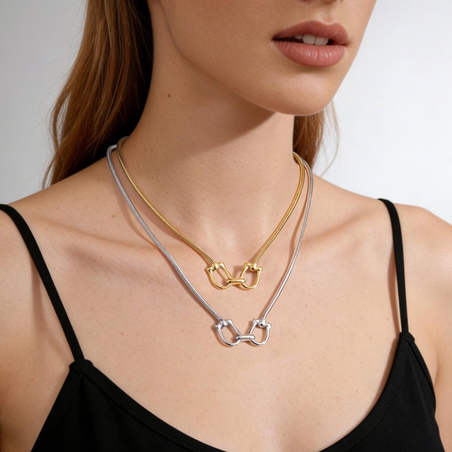 SIYOMONT Chunky Horse Necklace 14K Gold Plated Snaffle Bit Snaffle Bit Pendant Necklace Jewelry Gift for Women Jewelry
