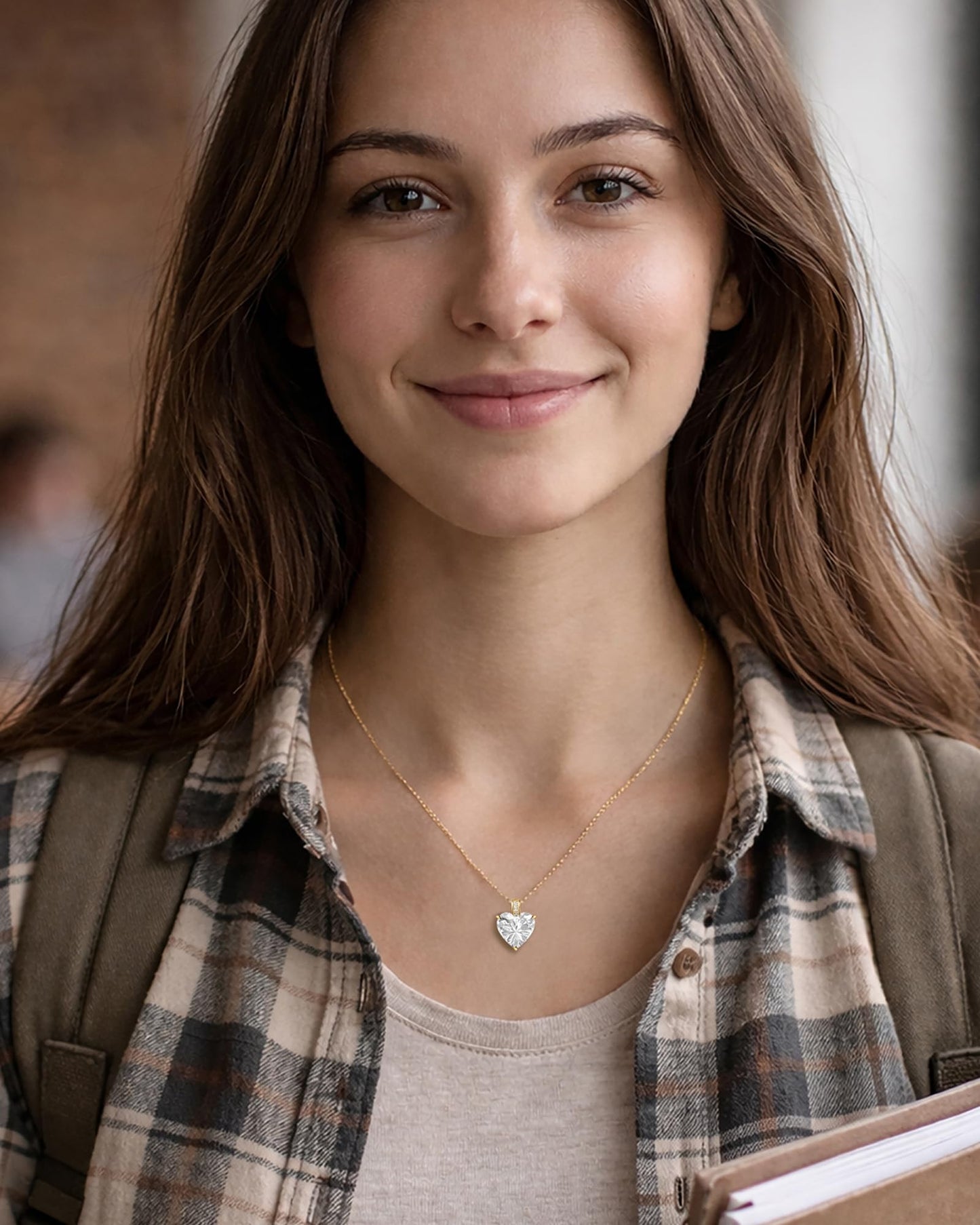 MIDDLUX April Birthstone Heart Necklace, Clear Quartz, 18k Gold Finish, 16" Extendable Lobster Clasp, Girls, Female, Necklace, Fashion Jewelry