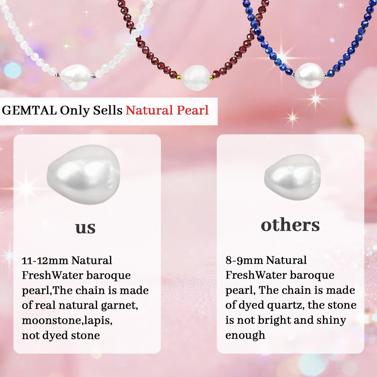 Pearl Necklaces for Women Trendy Single Pearl Necklace Natural Stone Lapis Lazuli Gemstone Beaded Choker Necklace for Women Handmade Jewelry Christmas Gift