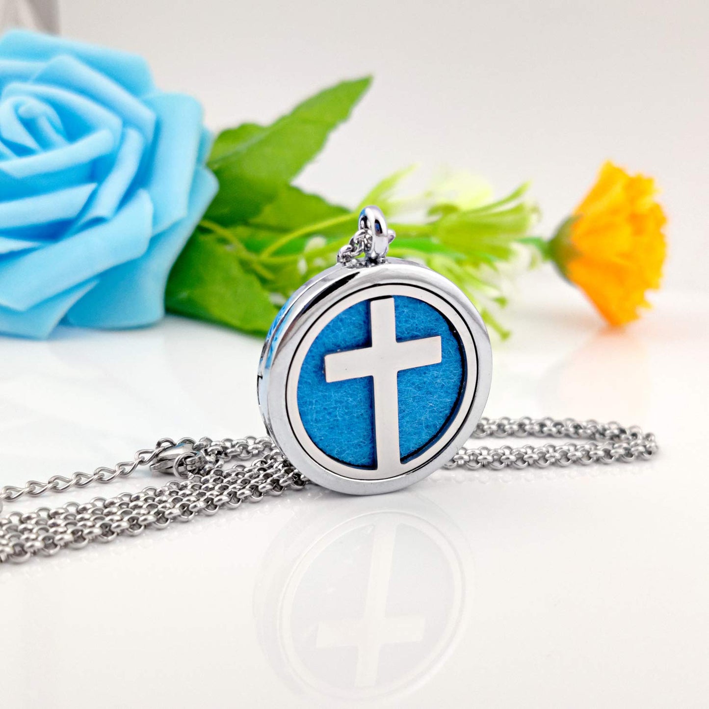 Essential Oil Necklace Diffuser Family Tree of Life Cross Necklace Pendant Aromatherapy Locket