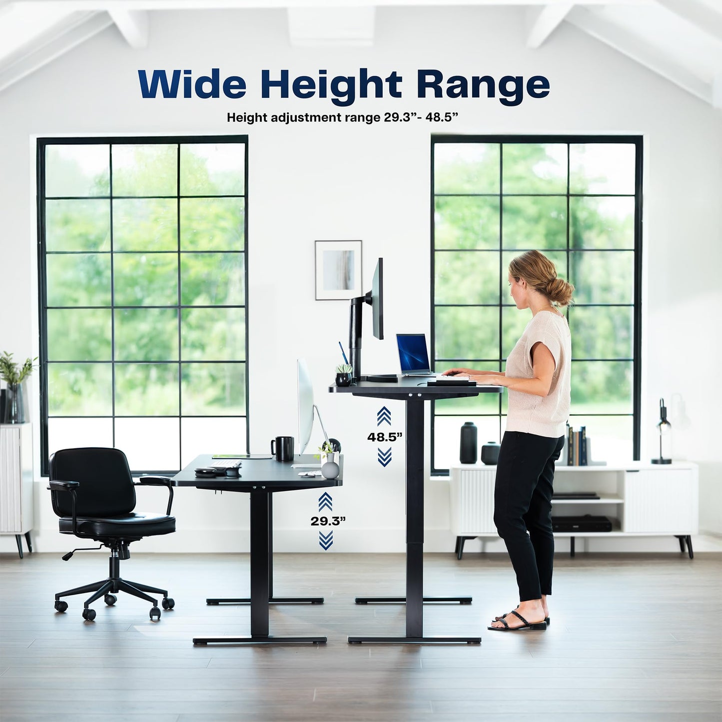 VIVO Electric 60 x 24 in Real Bamboo Standing Desk, Memory Height Adjustment, 1B Series, Holds 220 lbs, One-Piece Top, White Frame, DESK-KIT-1W6O