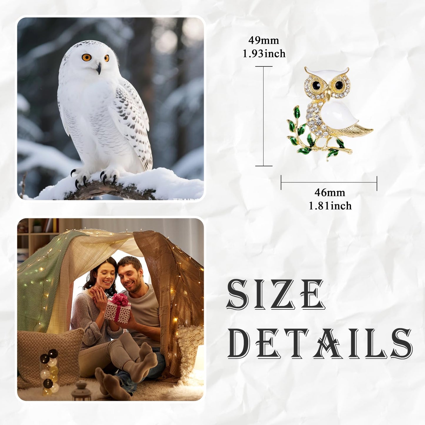 Owl Brooch for Women Rhinestones and Enamel Owl Pin Animal Brooch Birthday Holiday for Wife Girlfriend Mother