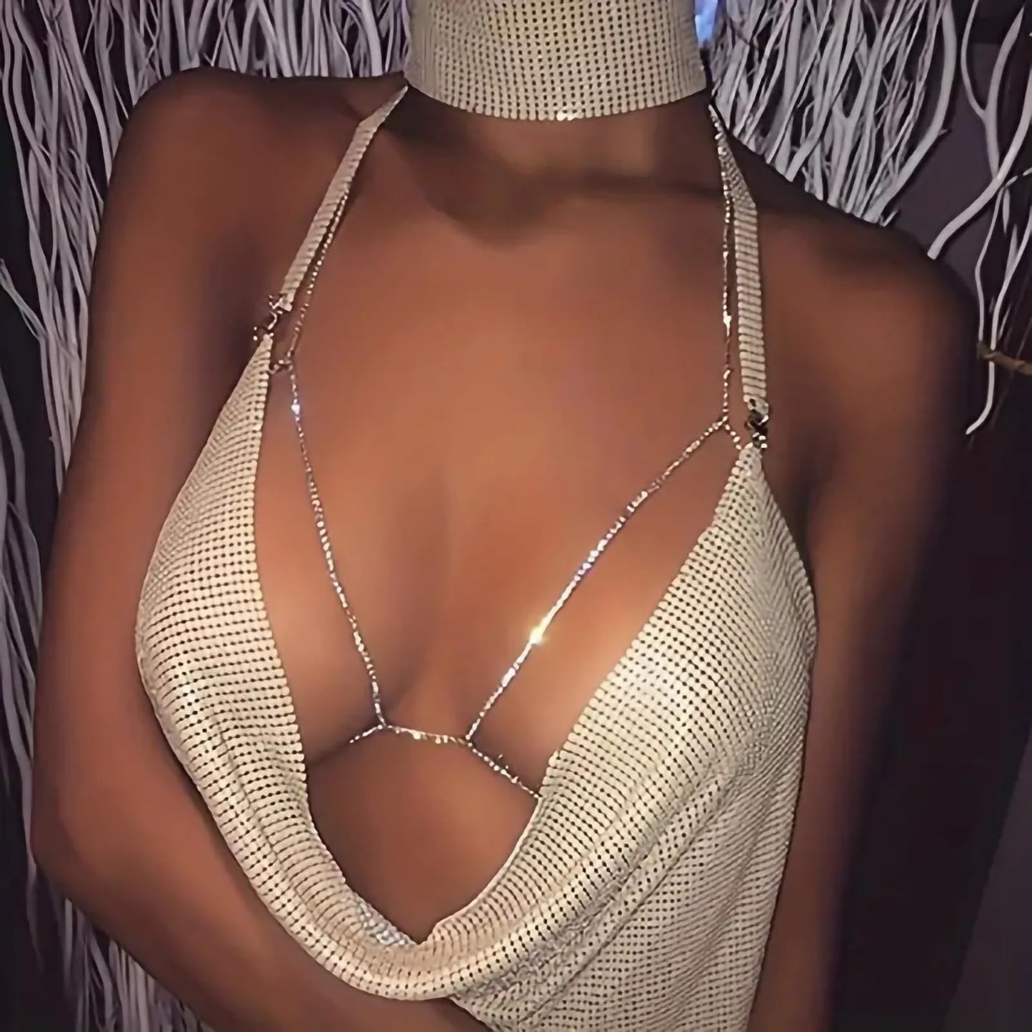 Silver Plated Body Chains for Women, Sexy Layered Belly Waist Chain Crossover Bikini Bra Chain, Summer Beach Rhinestone Body Jewelry(Rhinestones2)