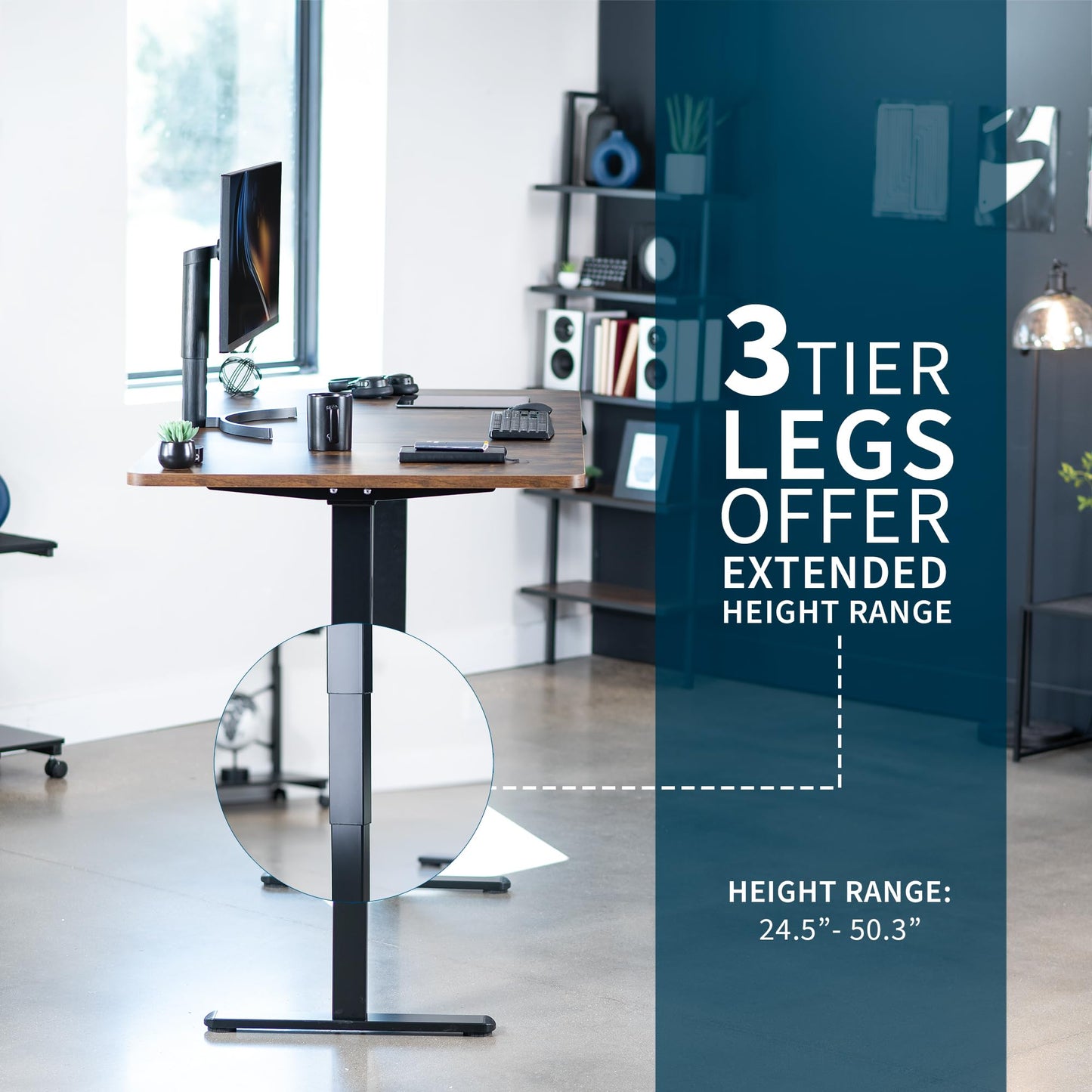 VIVO Electric 71 x 36 in Dual Motor Rustic Sit Stand Desk, Memory Height Adjustment, 2B Series, Vintage Brown Top Black Frame, DESK-KIT-2B7N-36
