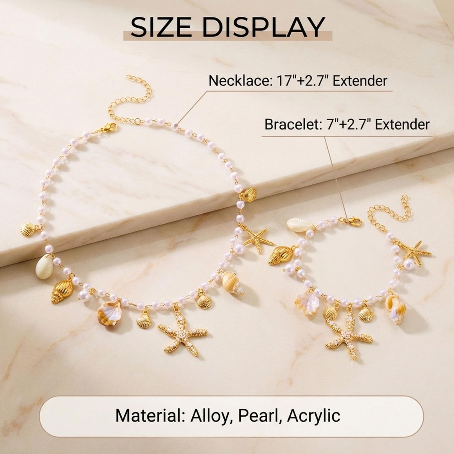 Gold Starfish Shell Necklace for Women Boho Layered Seashell Conch Shell Pearl Pendant Necklaces Set Bohemain Starfish Beach Necklaces Stack Beachy Summer Jewelry Outfits Accessories