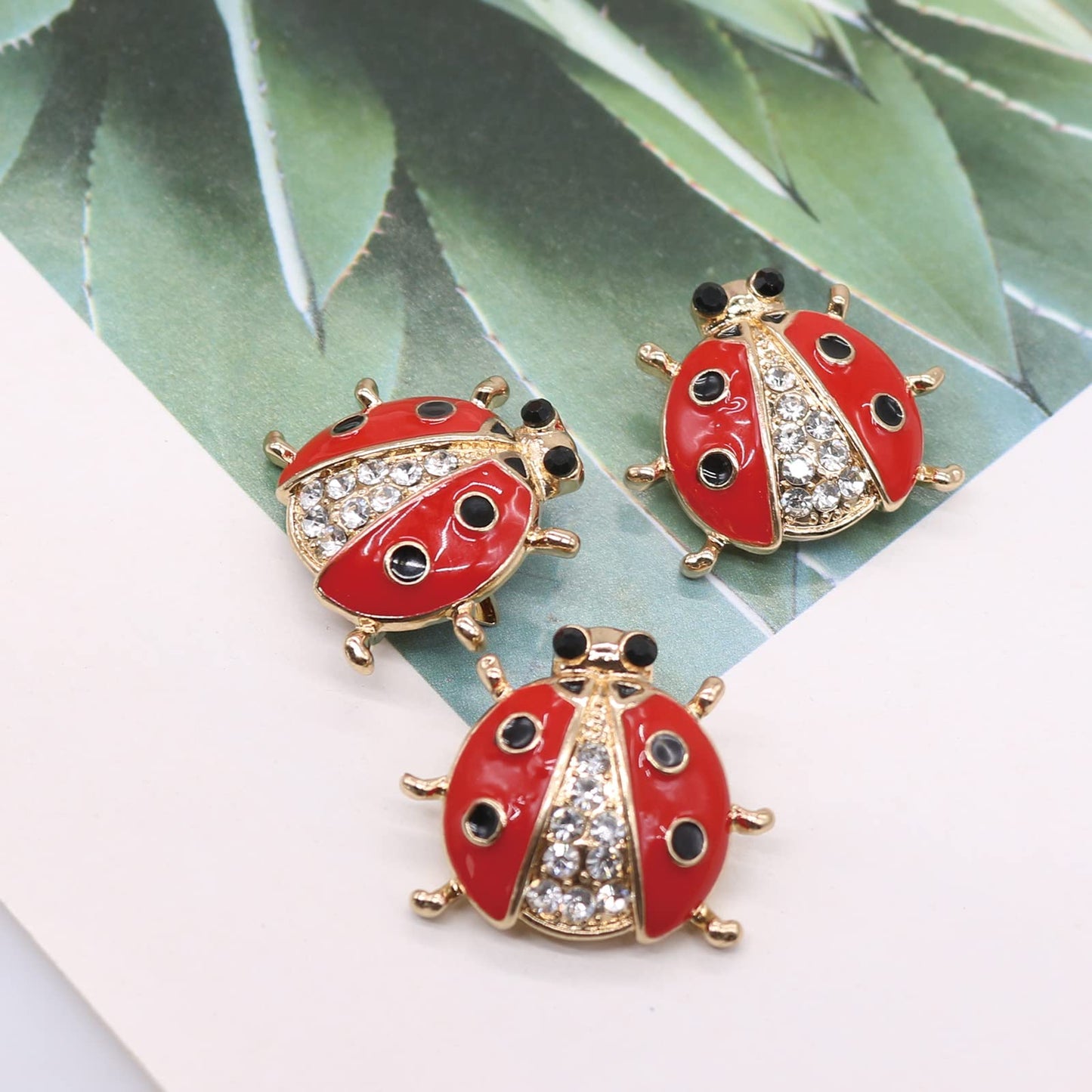 3 Pack Cute Ladybug Brooch Pin Set Enamel Crystal Insect Animal Lapel Brooches Novelty Funny Pins Badges for Women Girls Boys Clothing Bags Backpacks Jackets Hat (Style 7)