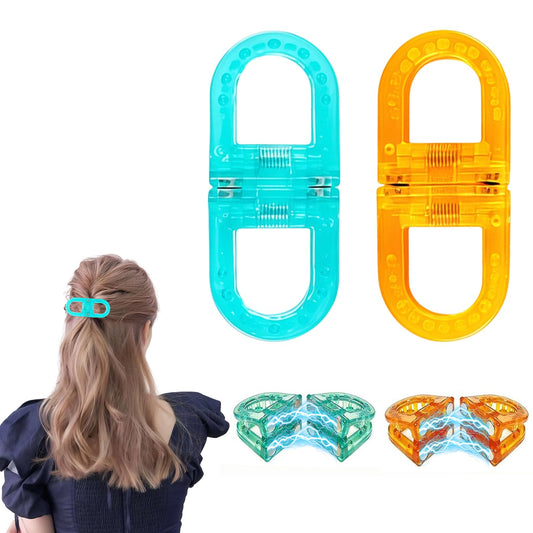 Magnetic Hair Clips for Women, Magnetic Hair Accessories for Women Seamless 2-in-1 Design for Easy Everyday Hairstyles, Clip No Crease,Gentle on All Hair Types Strong Hold Claw Clips 2Pcs