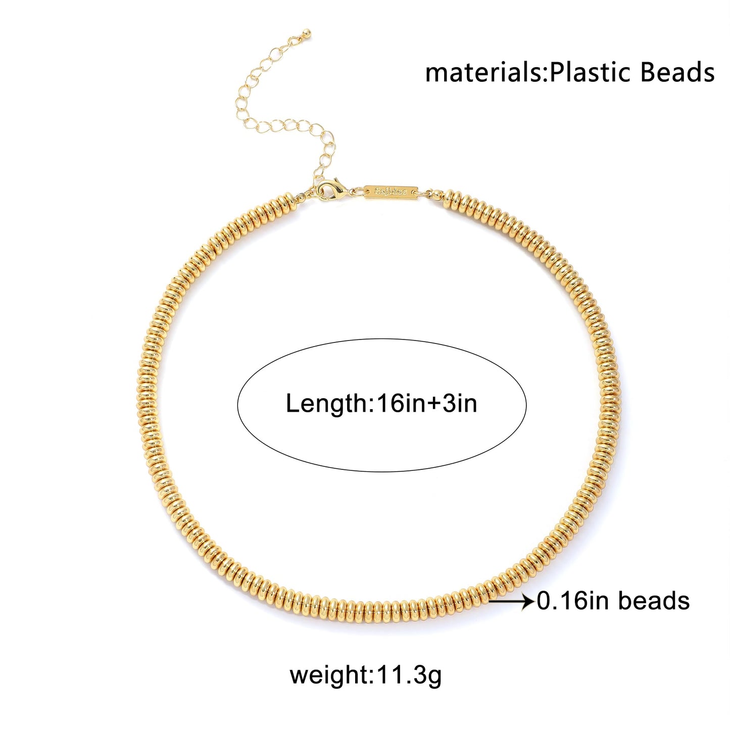Sajidos Gold Plated Plastic Beaded Necklaces for Women 14K Gold Plated Bead Chunky Heart Charm Pendant Necklace Handmade Trend Fashion Jewelry Gifts