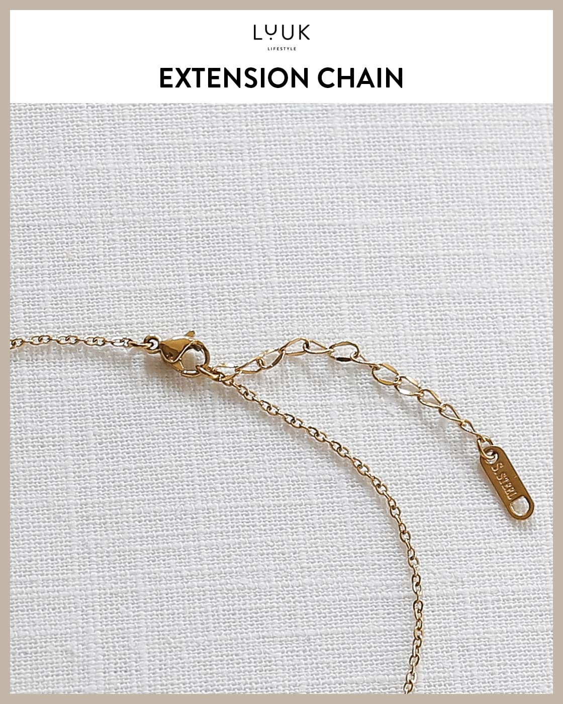 LUUK LIFESTYLE Necklace for women with crescent moon pendant, HAPPINESS gift card, modern and minimalist fashion accessory, 19” length, jewelry for everyday wear, layer look, good luck charm, gold