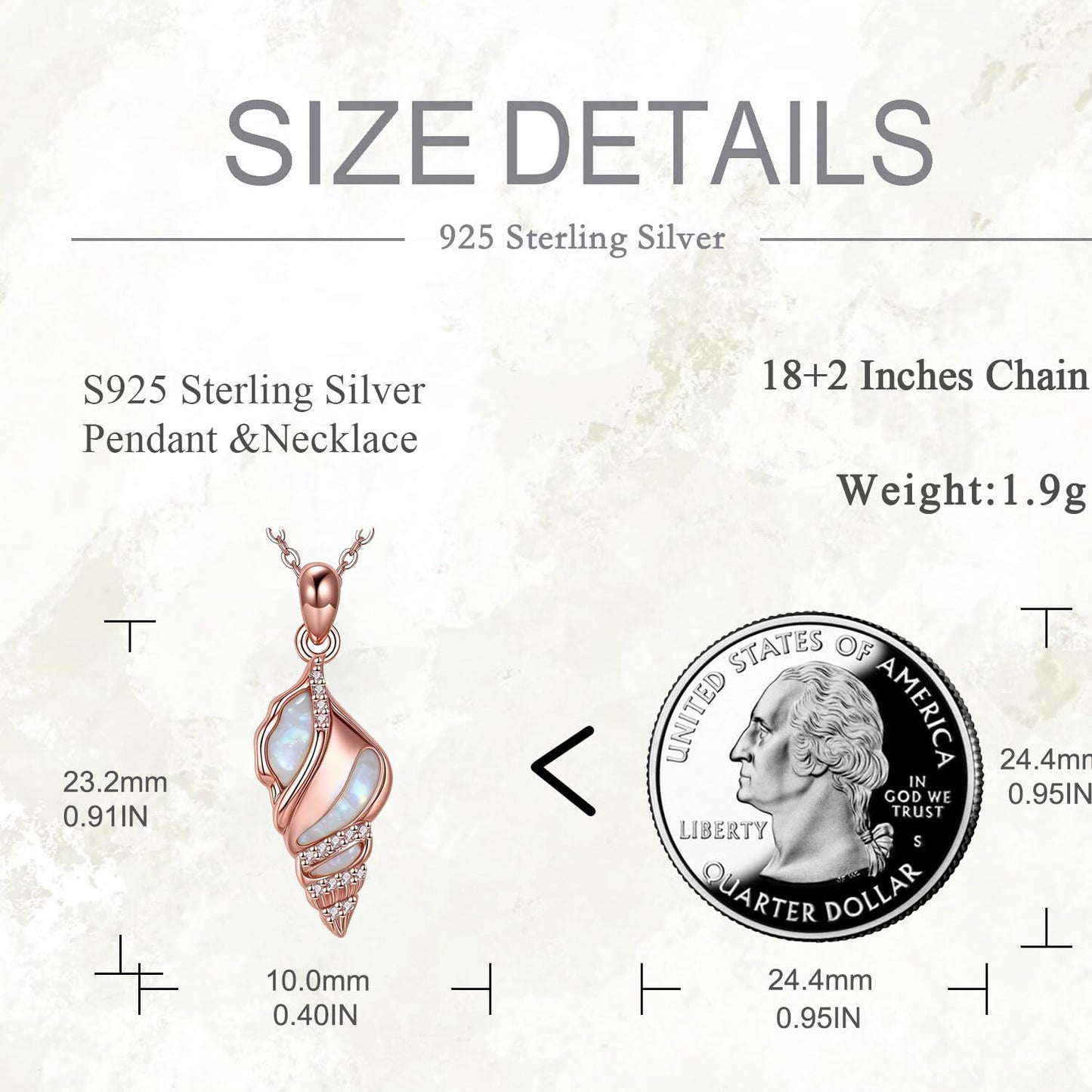 POPLYKE Ocean Seashell Necklace for Women 925 Sterling Silver Rose Gold White Opal Pendant Beach Jewelry Gift