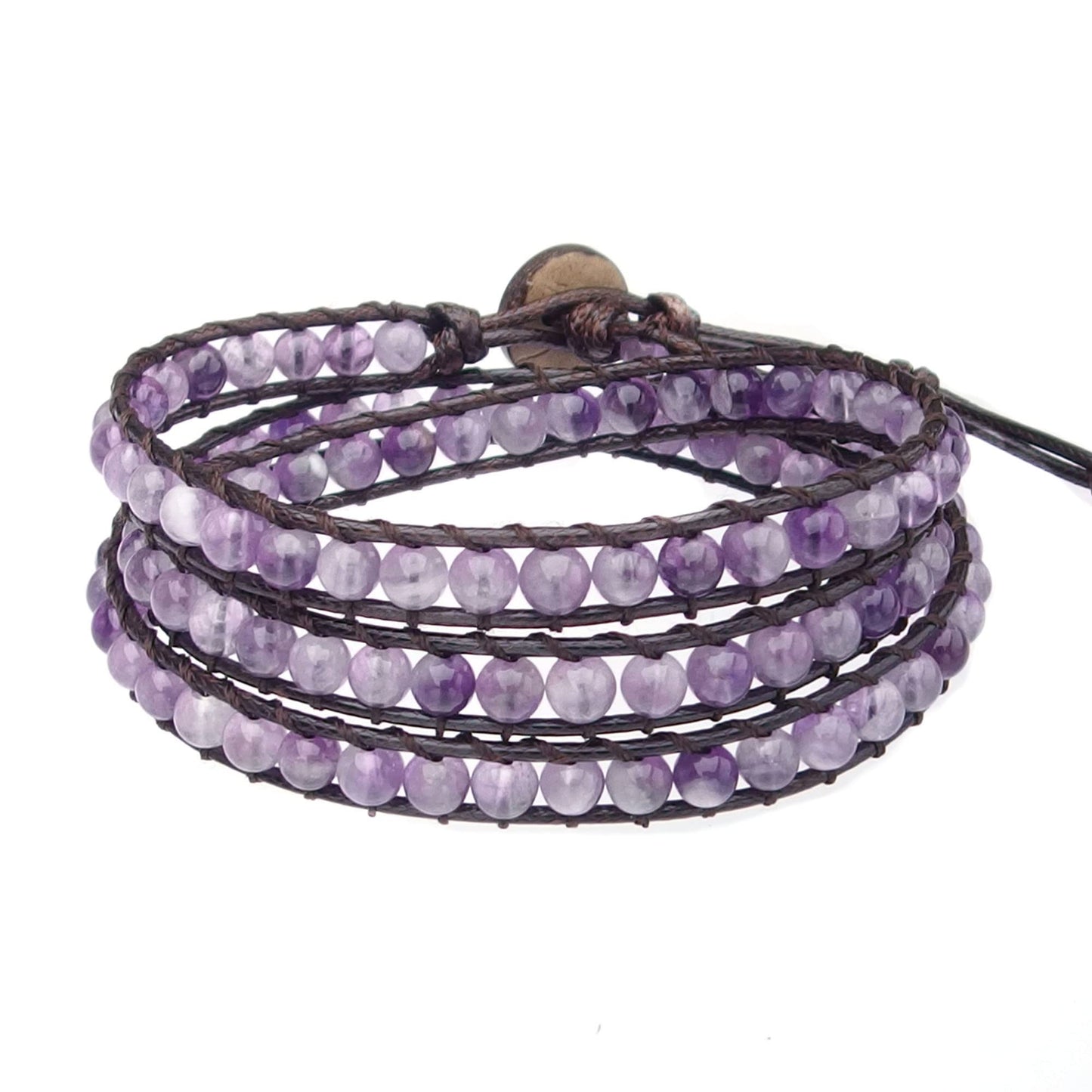Ayriwoyi Wrap Bracelets for Women Amethyst Bracelet Healing Crystal Beaded Stone Bracelet Womens Wrap Bracelet Adjustable Leather Bracelets For Women