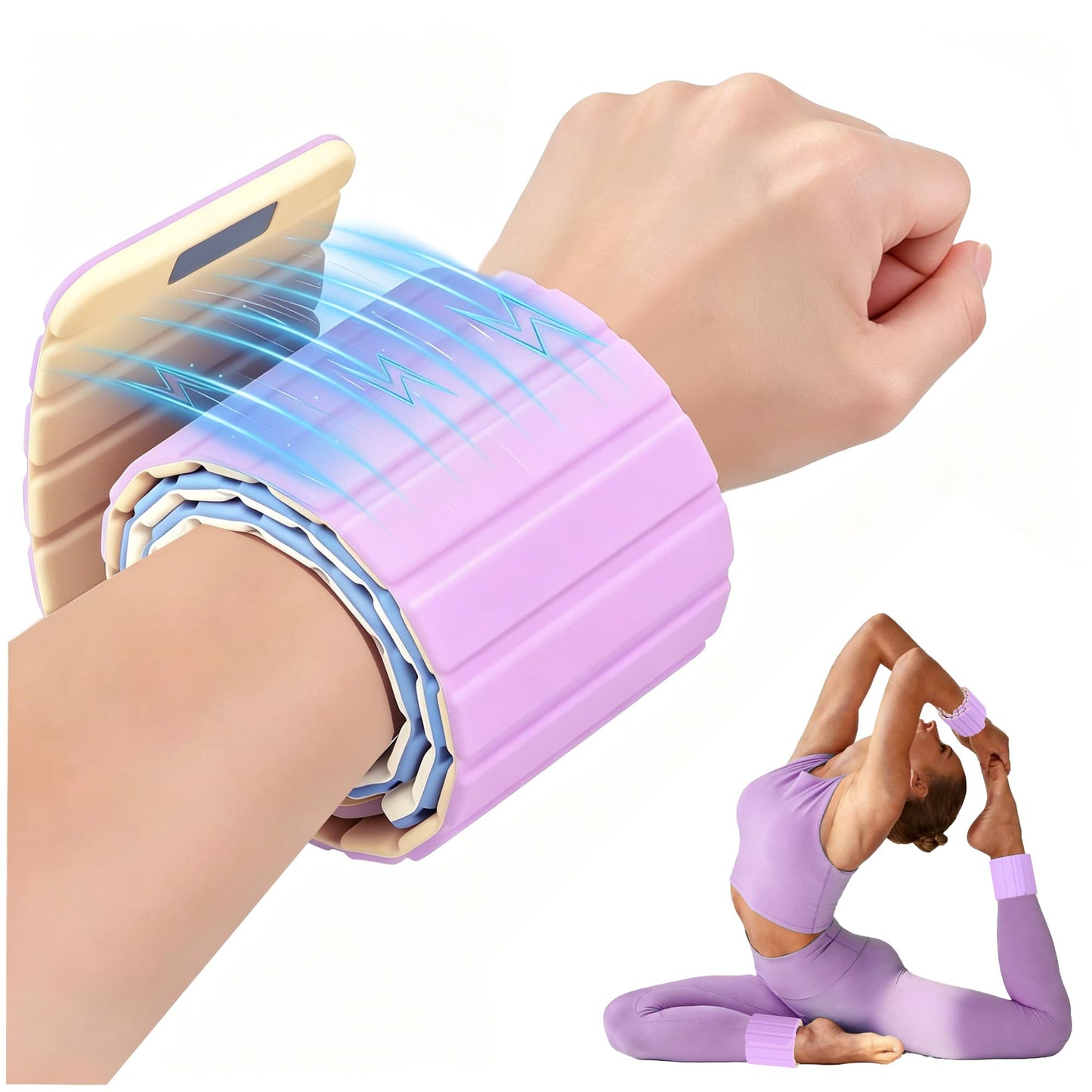 BECOJADDE Wrist Weights Ankle Weights for Women 1 Pair (2.2 lb Each) Silicone Magnetic Leg Arm Weighted Bracelet for Home Yoga Pilates Gym Workout Walking Jogging, Yellow Lavender