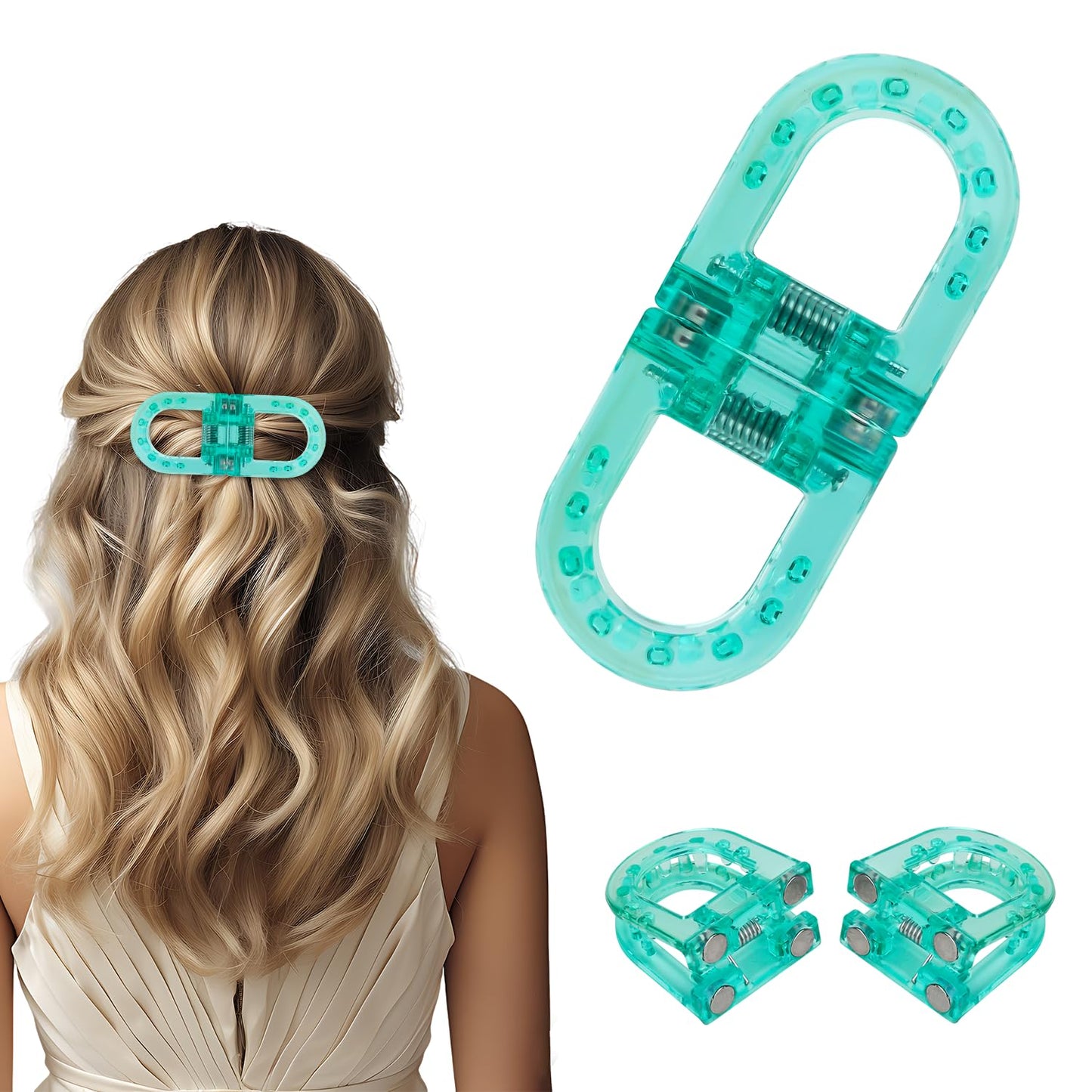 Magnetic Hair Clips, Strong Hold No-Slip Magnetic Hair Styling Clips, Clip No Crease Hair Types Strong Hold, Seamless 2-in-1 Design for Easy Everyday Hairstyles (New-Blue)