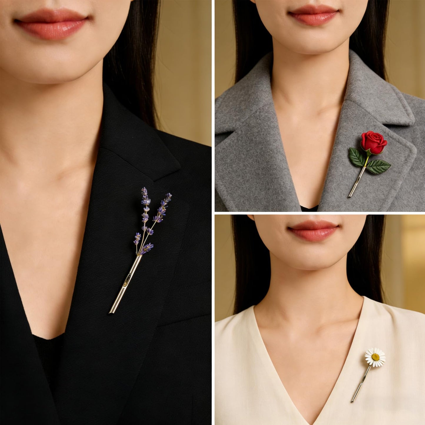 A Kind Brooch - Every Bloom Tells a Different Story, Branch-Shaped Flower Insert Brooch, DIY Elegant Jewelry for Women Men (2pcs)