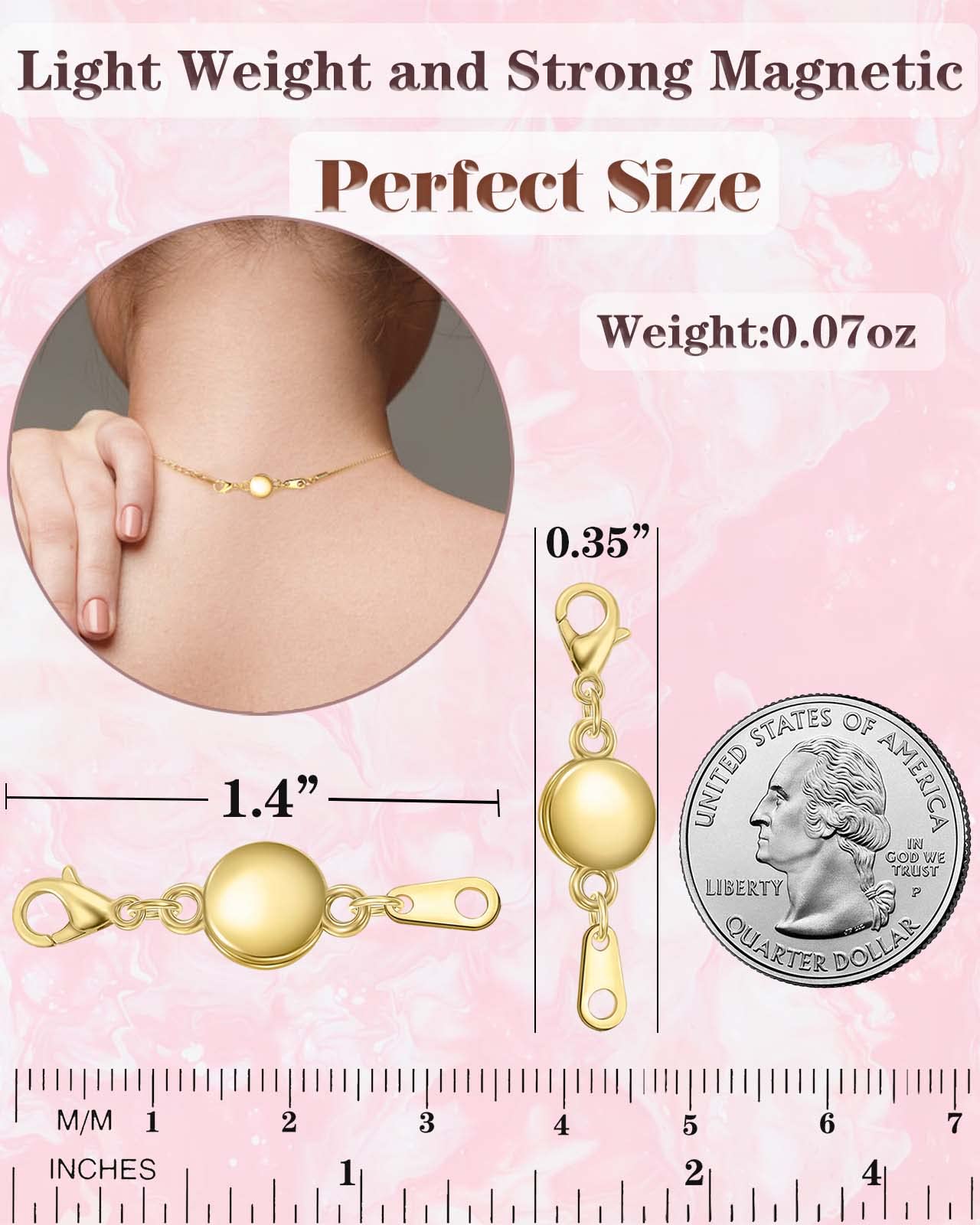 Dailyacc Magnetic Necklace Clasps and Closures - Round Bracelet Extender Clasps for Jewelry Making