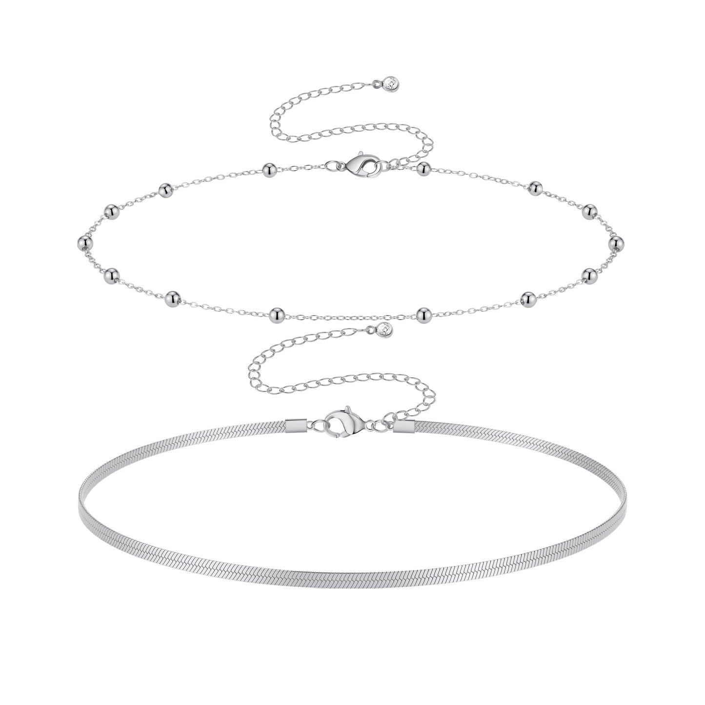 HERSIN Waist Chain for Women, Silver Plated Layered Belly Belt Chains Beach Waist Beads Chain Waterproof Herringbone Snake Body Chain Summer Jewelry Accessories for Women