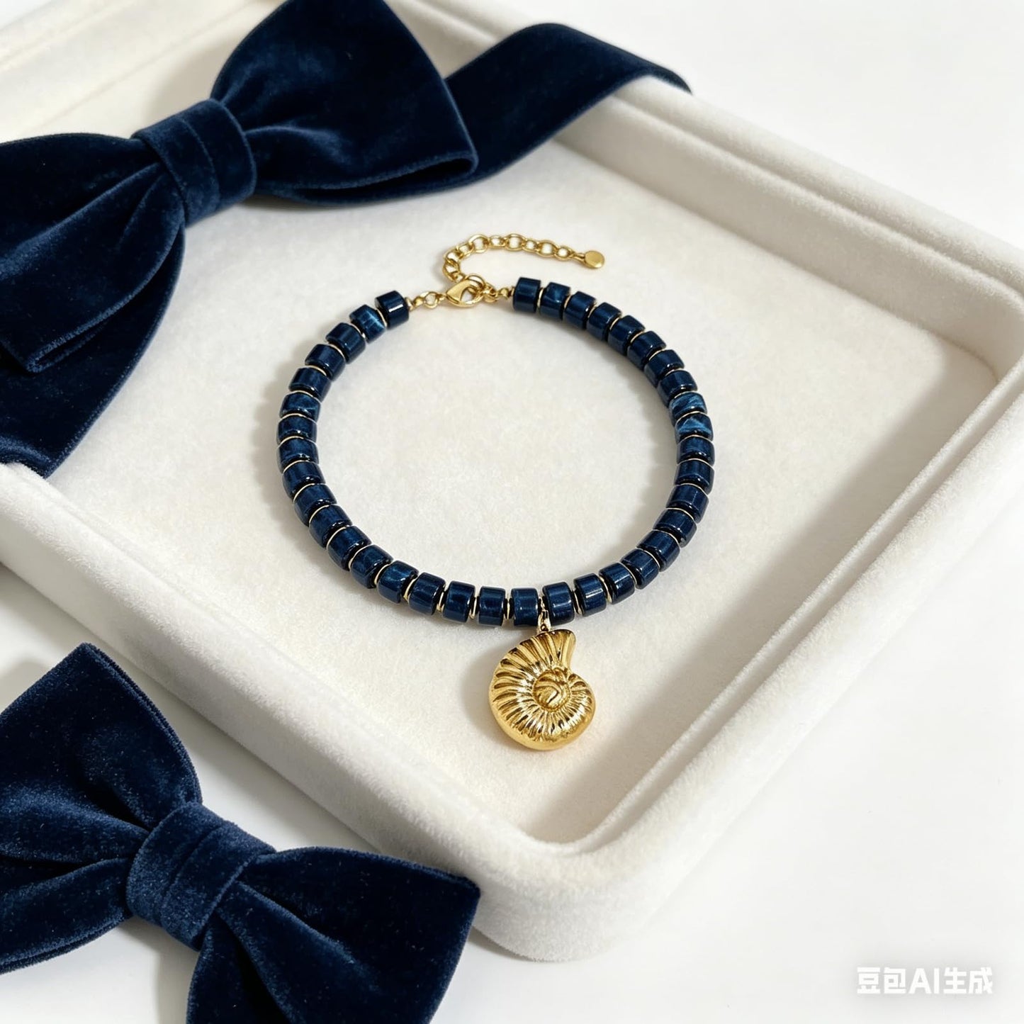 IQIC Beach Resin Conch Necklace for Women Blue Gold Bead Spiral Necklace Boho Summer Snail Shell Necklaces Beach Summer Jewelry Accessories (blue)