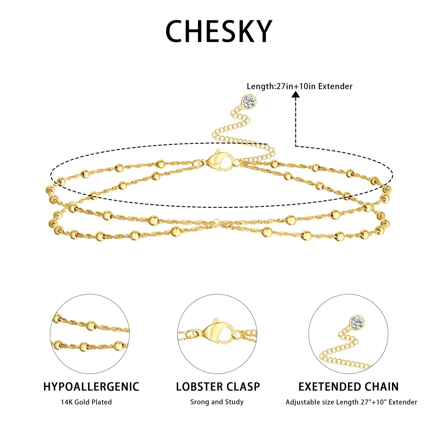 CHESKY Gold Waist Beads, Dainty 14k Gold Plated Waist Chain Non Tarnish Body Chain Jewelry for Women Hypoallergenic Belly Chain Waterproof Wave Gold Belly Button Ring Jewelry for Women Gifts