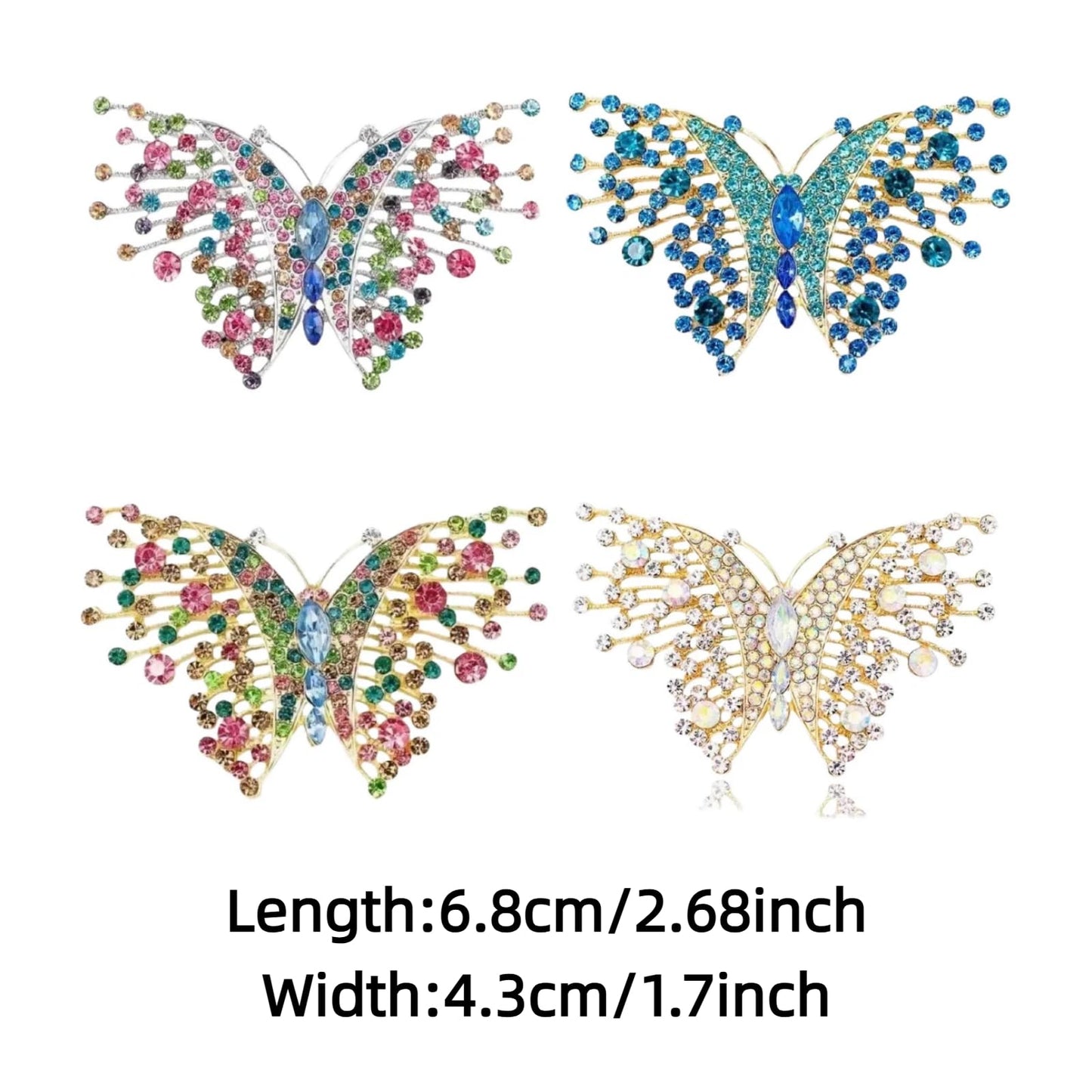 4Pcs Colorful Butterfly Brooch Pins for women, Fashion Women's enamel Crystal Rhinestone Butterfly Brooches Pin set for Clothes Dresses (2)