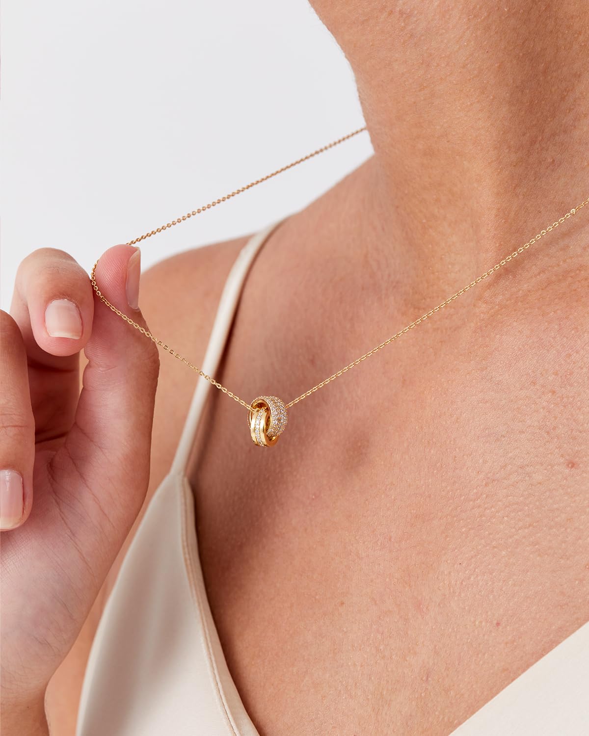 JA.S.JR 14K Gold Plated CZ Minimalist Dainty Pendant Necklace | Gold Necklace for Women | Daily Wear Gold Jewelry