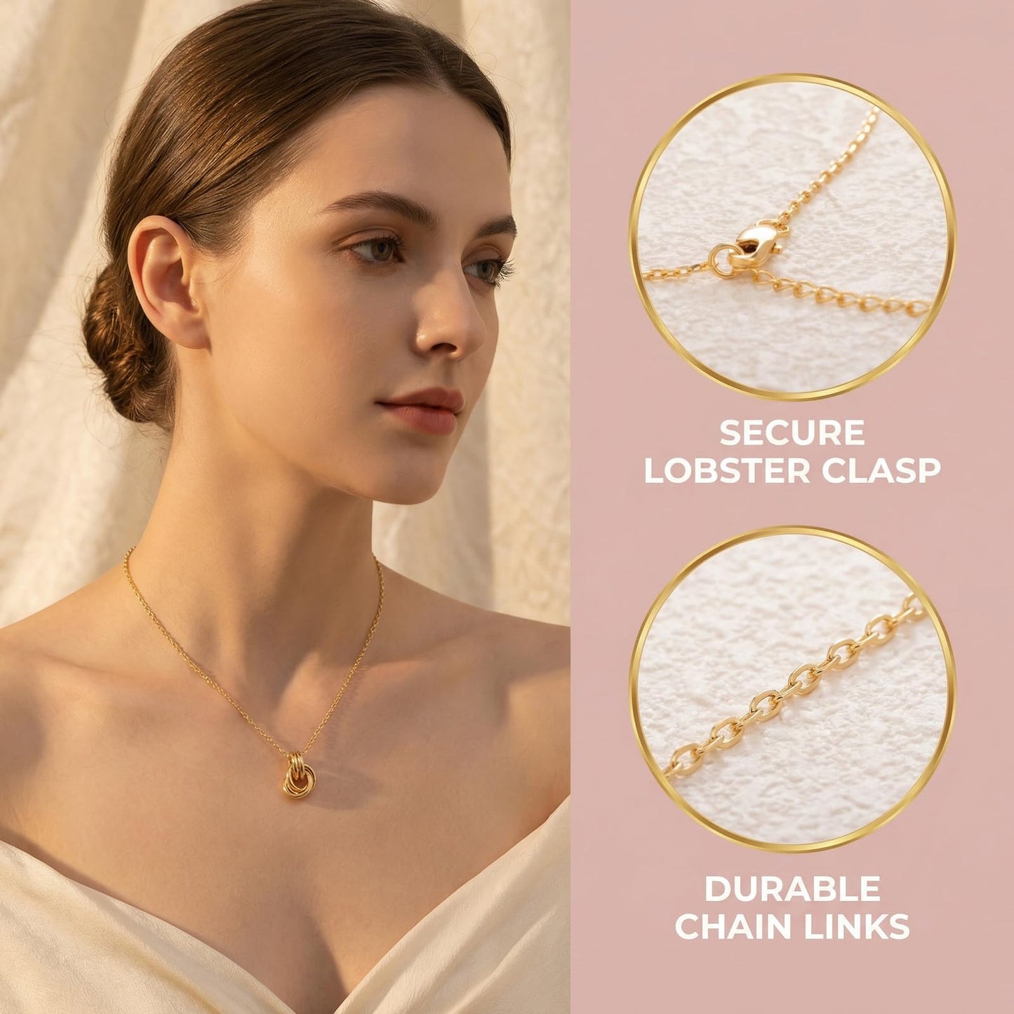 KKANDPP Pendant Necklace for Women, 18K Gold Plated Dainty Chain Knot Choker Necklace, Simple Gold Knot Necklaces Trendy Jewelry Gifts for Women